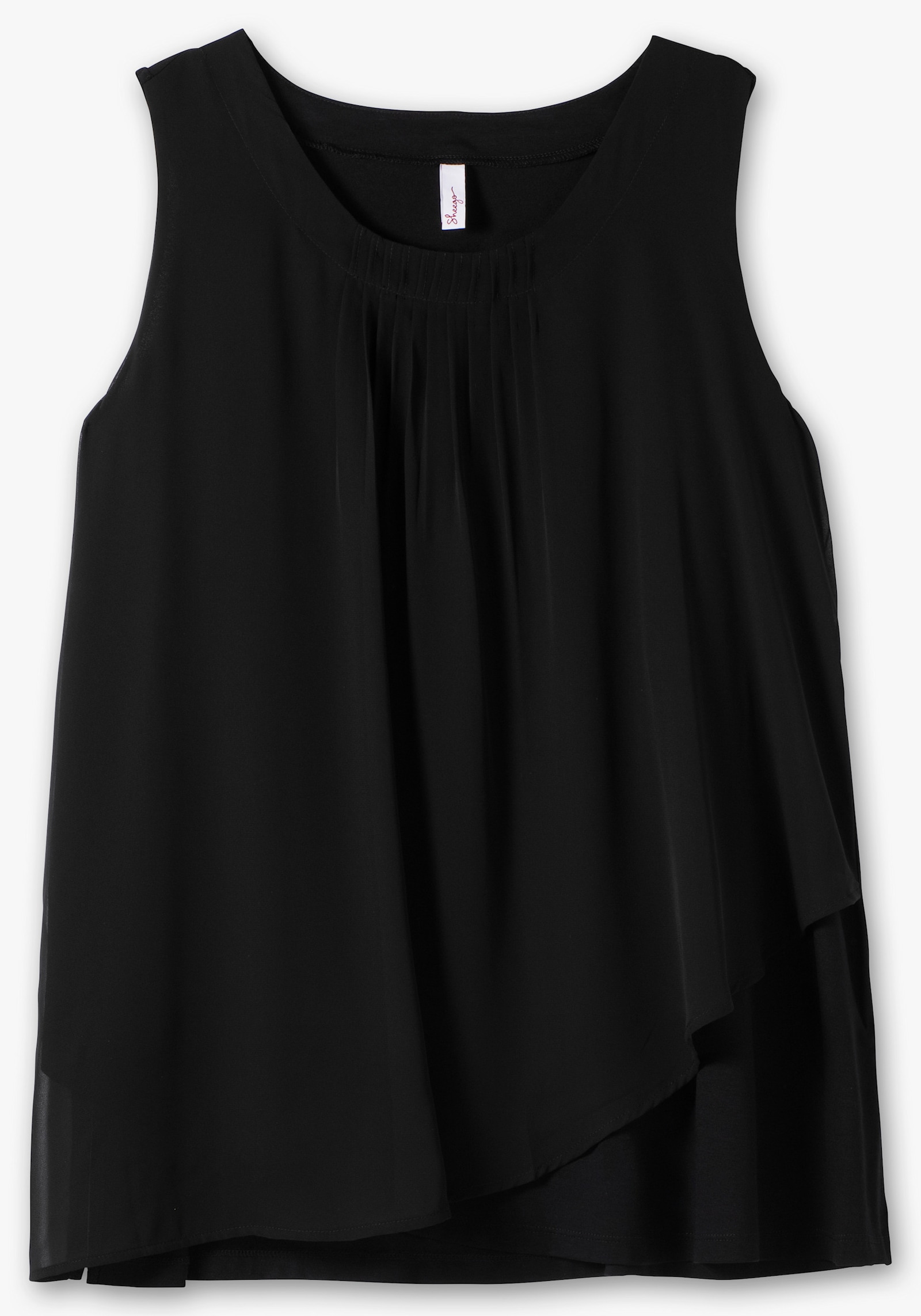 sheego 2-in-1-Top aus Chiffon und Jersey - schwarz