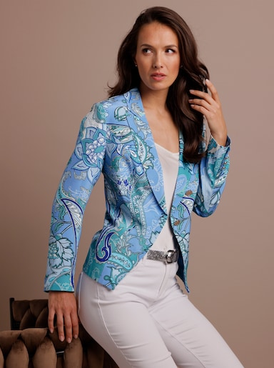CREATION L PREMIUM Blazer aus reiner, edler Seide - himmelblau-eisblau-bedruckt