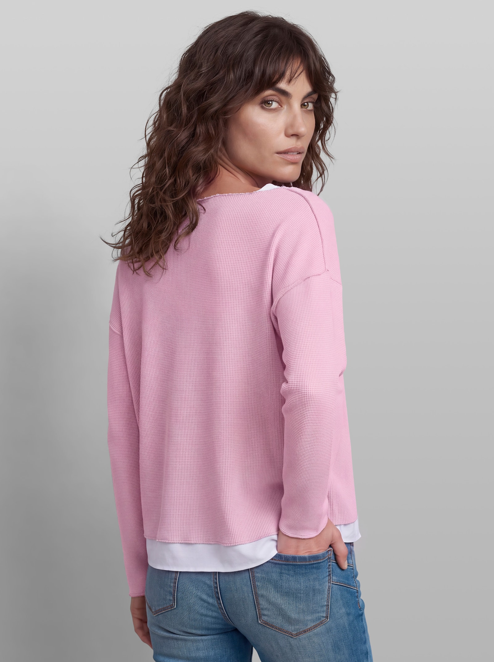 heine 2-in-1-Shirt aus Waffelpiqué - rosé