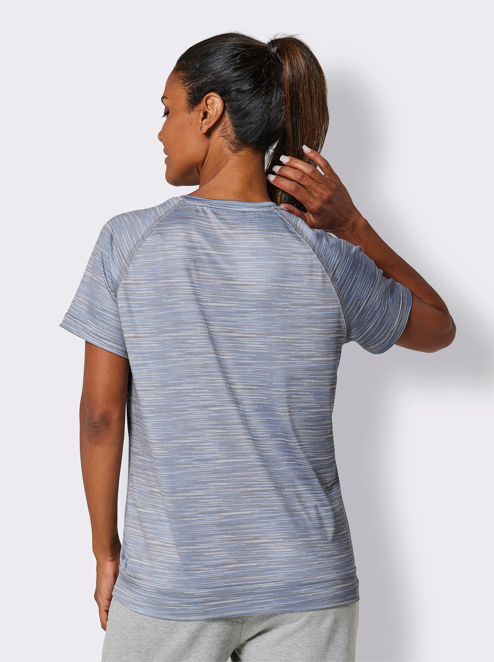 Catamaran Sports Funktionsshirt mit Raffungen - taubenblau-meliert