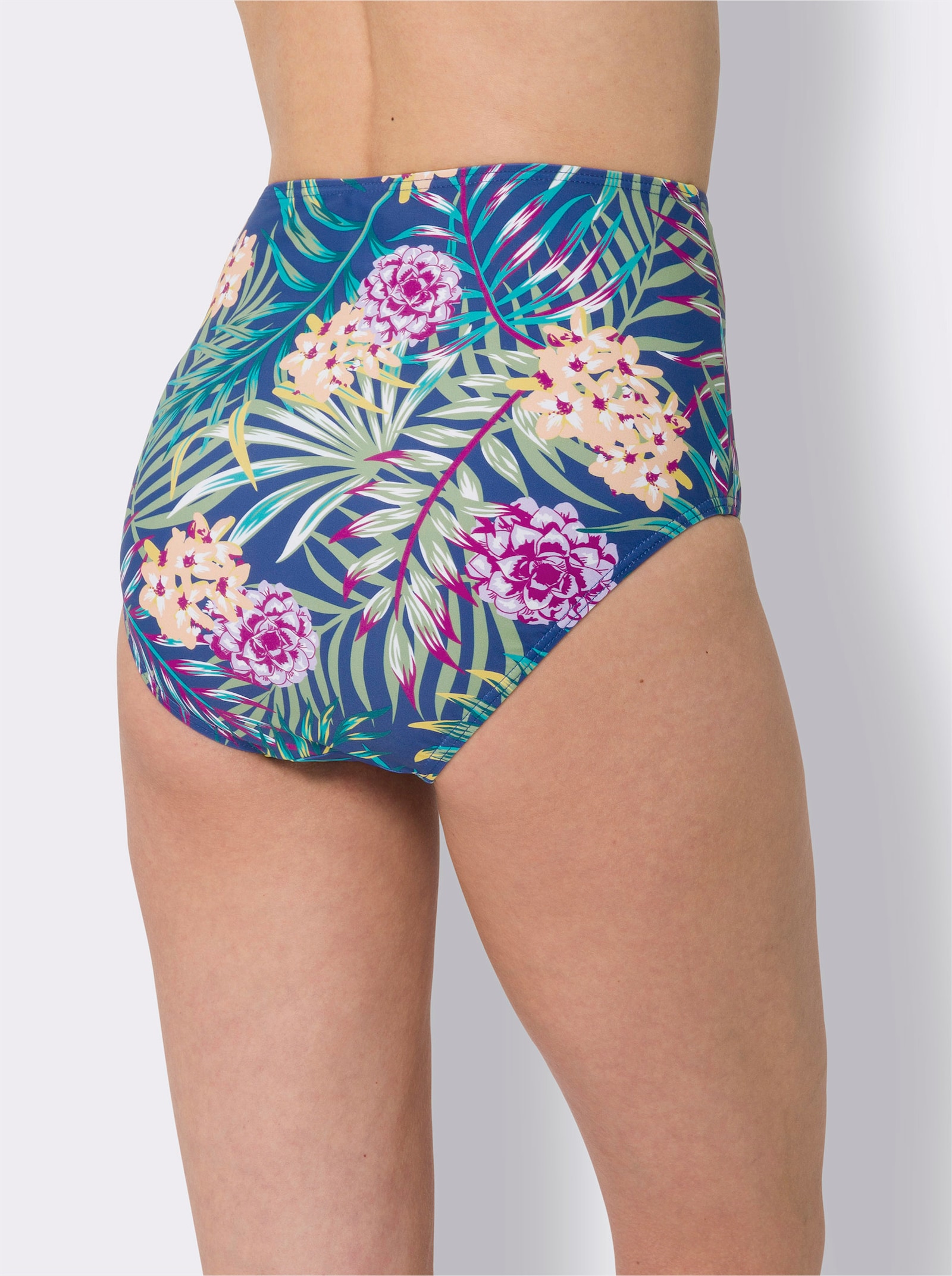 Bikini-Hose mit Raffung - royalblau-bedruckt
