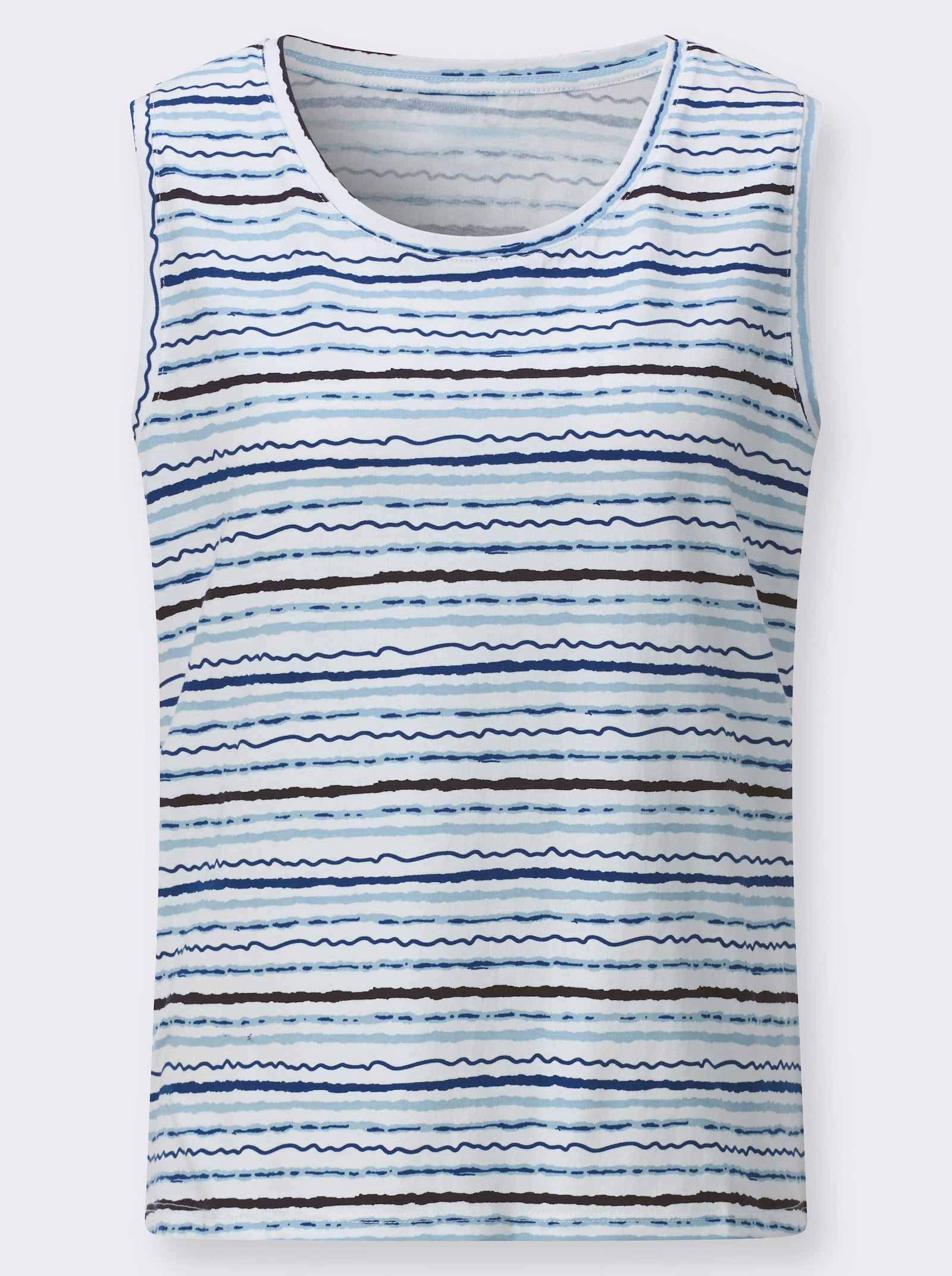 Shirttop paspelierte Abschlüsse - weiß-marine-bedruckt