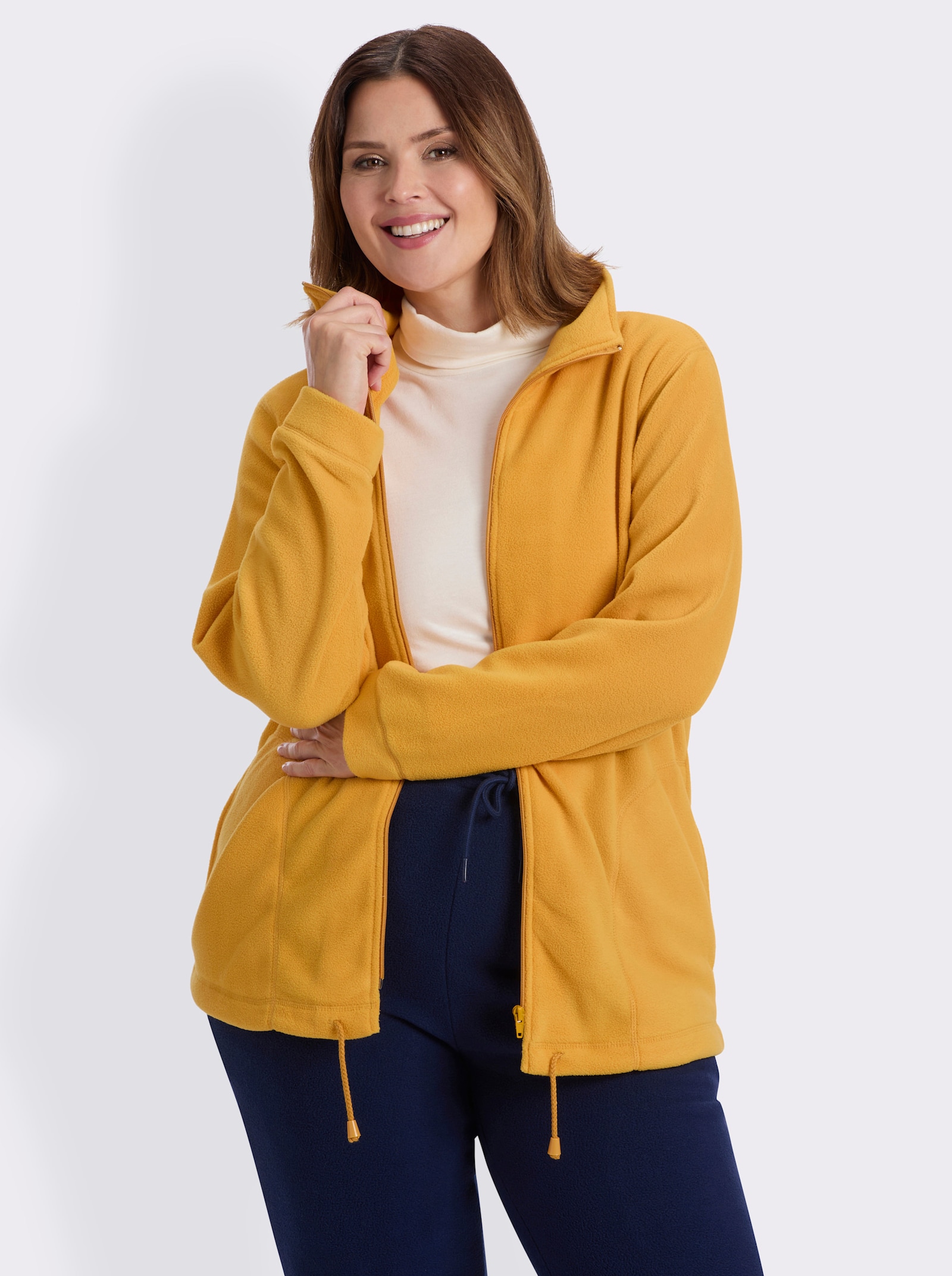 Fleecejacke Kordeldurchzug am Saum - bernstein