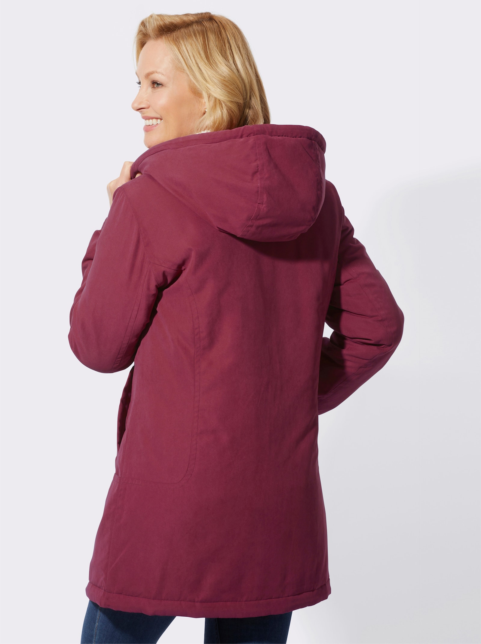 Kapuzenjacke in Micro-Moss-Qualität - bordeaux