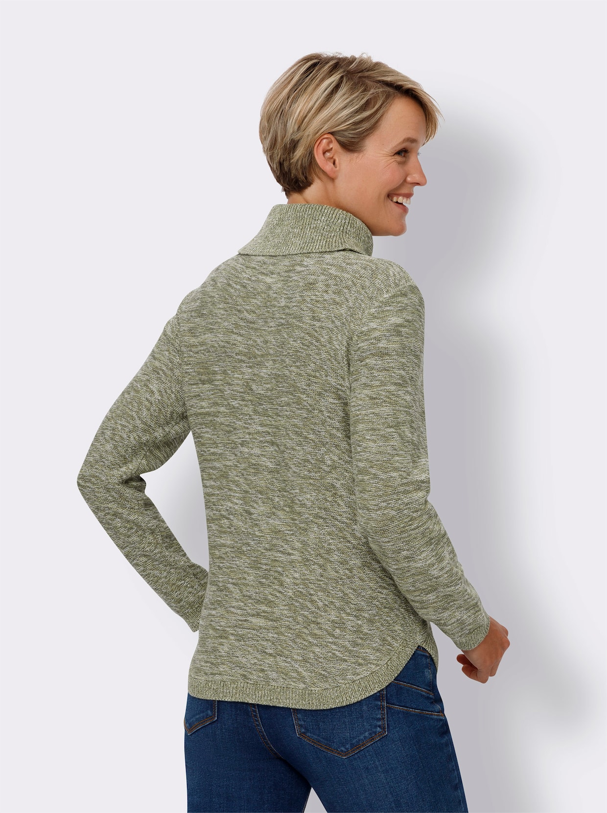 Rollkragenpullover - khaki-ecru-meliert