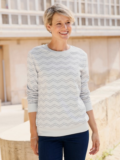 Sweatshirt - hellgrau-marine-bedruckt