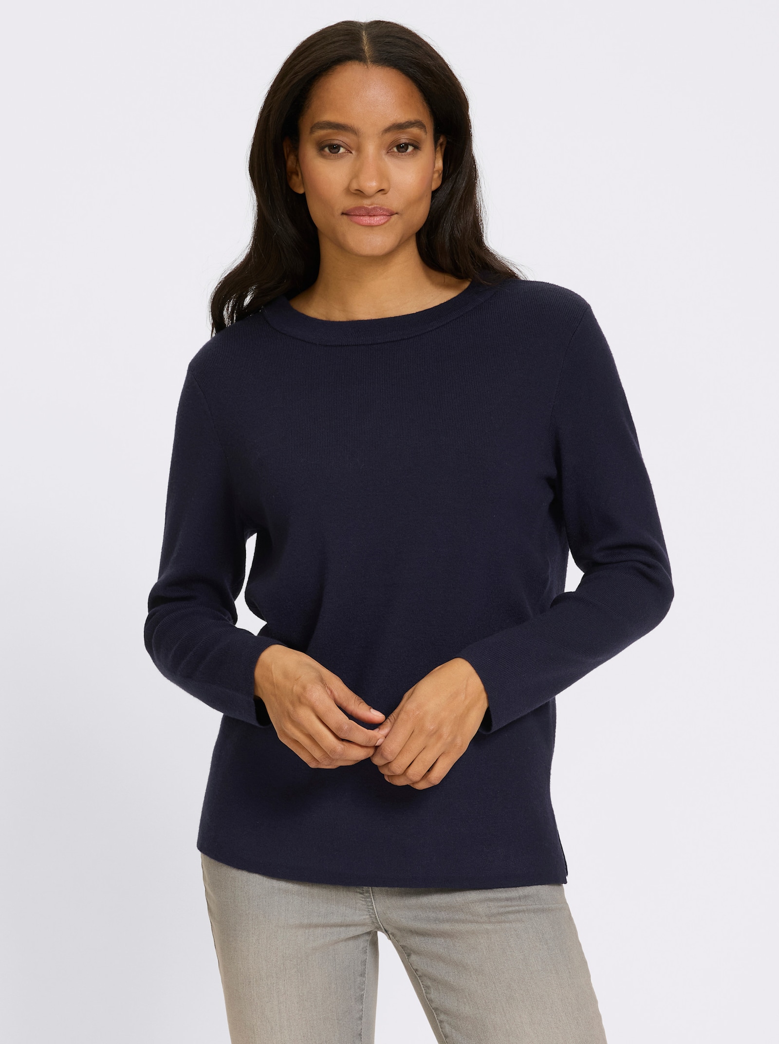 heine Pullover mit Seitenschlitzen - marine