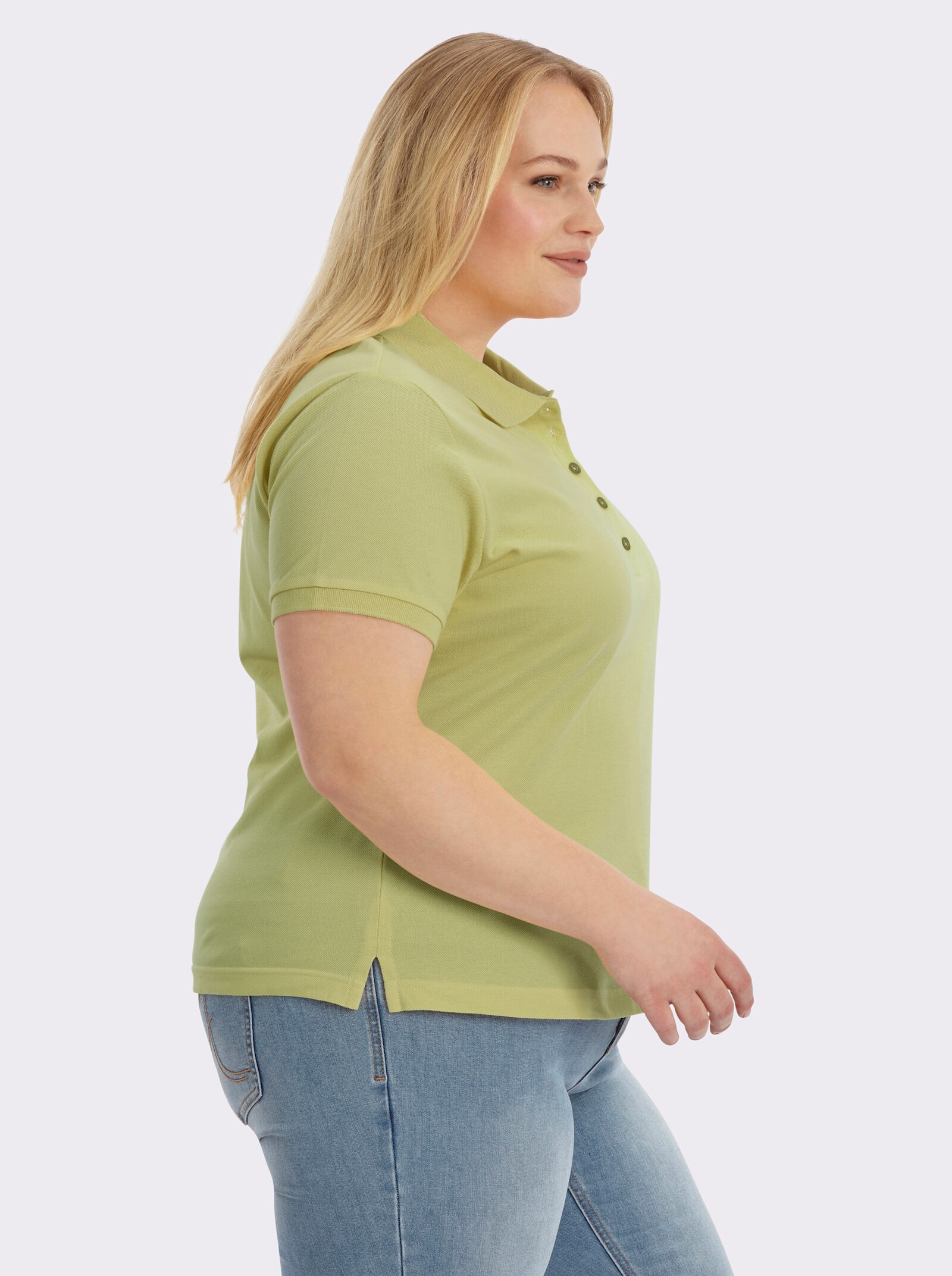 Poloshirt mit Seitenschlitzen - pistazie