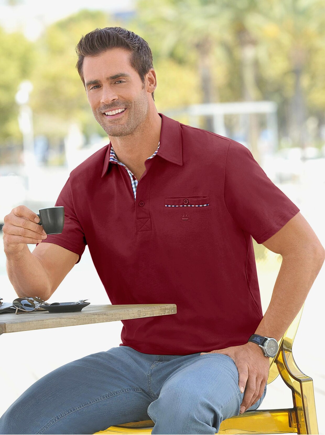 Marco Donati Kurzarm-Shirt - bordeaux