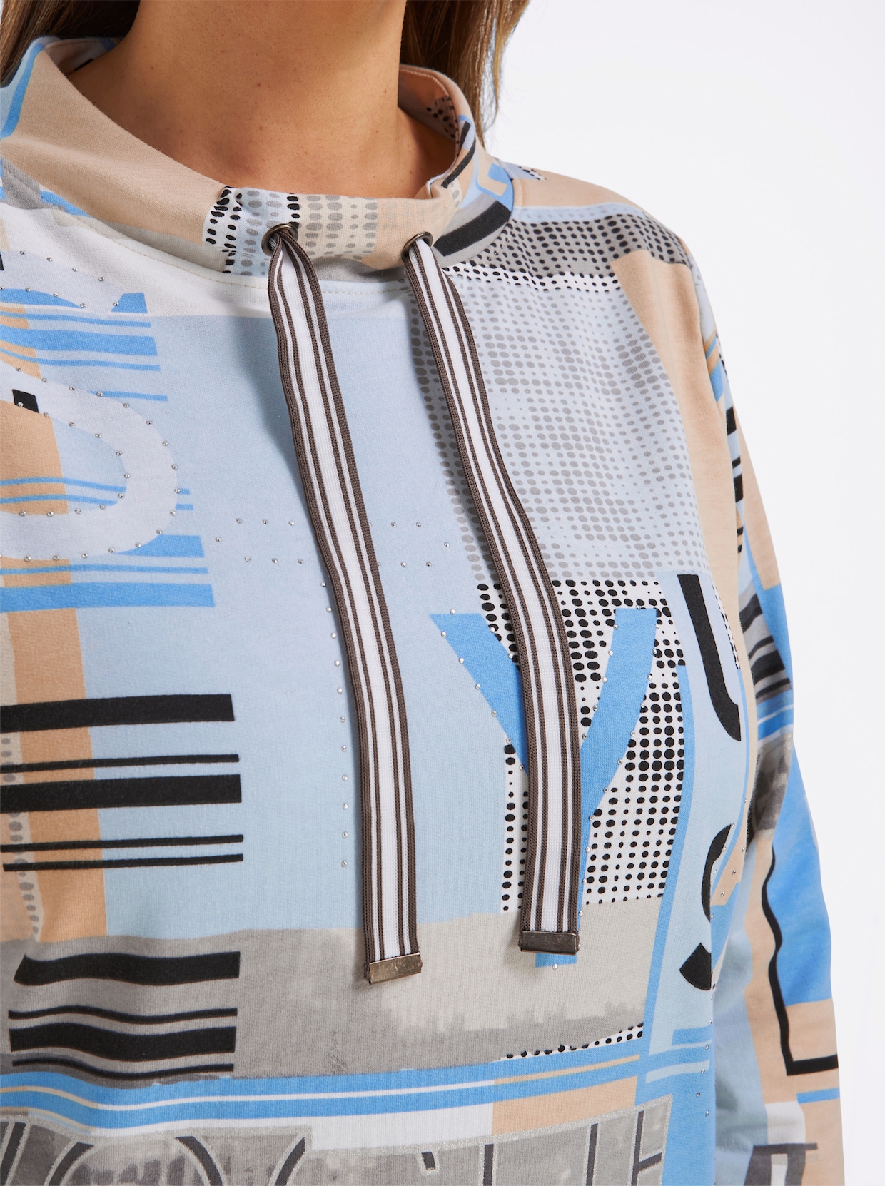 Sweatshirt mit Buchstaben-Print - himmelblau-ecru