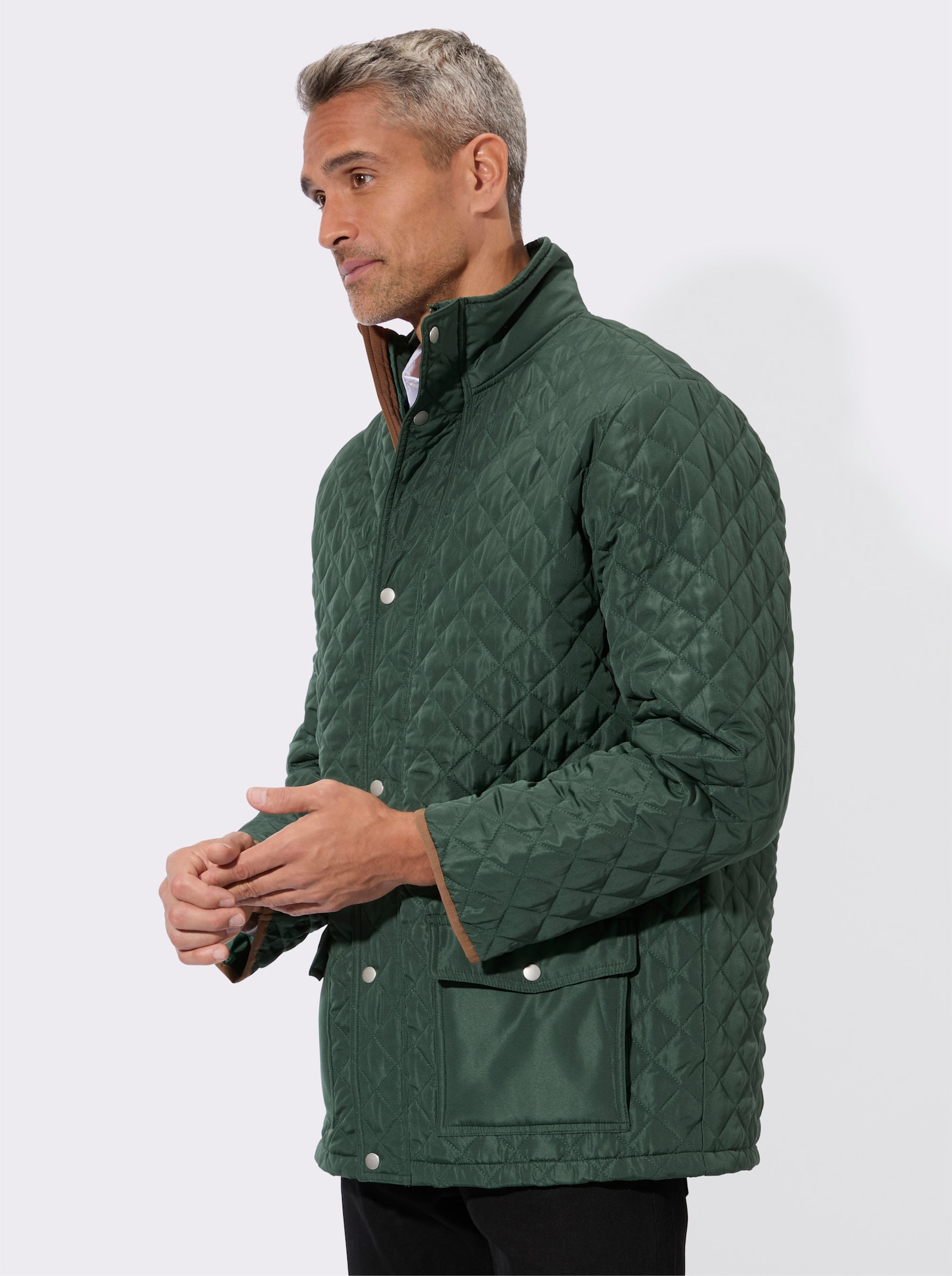 Prošívaná bunda s kosočtvercovým vzorem - mechová