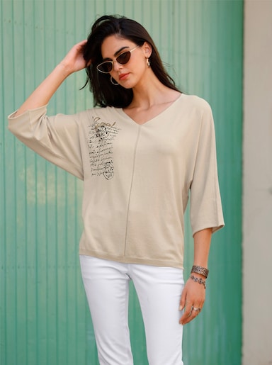 heine Pullover mit V-Ausschnitt - sand