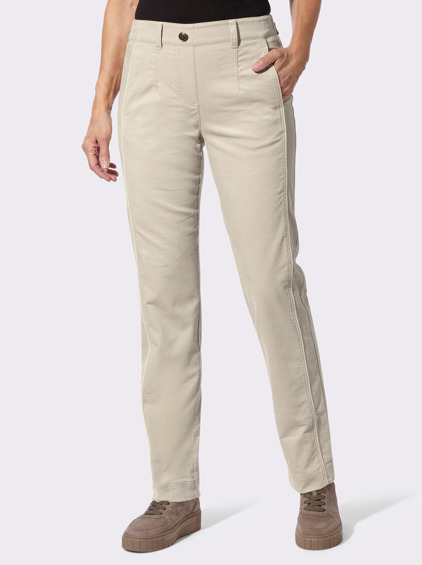 Hose in Samt-Optik - sand