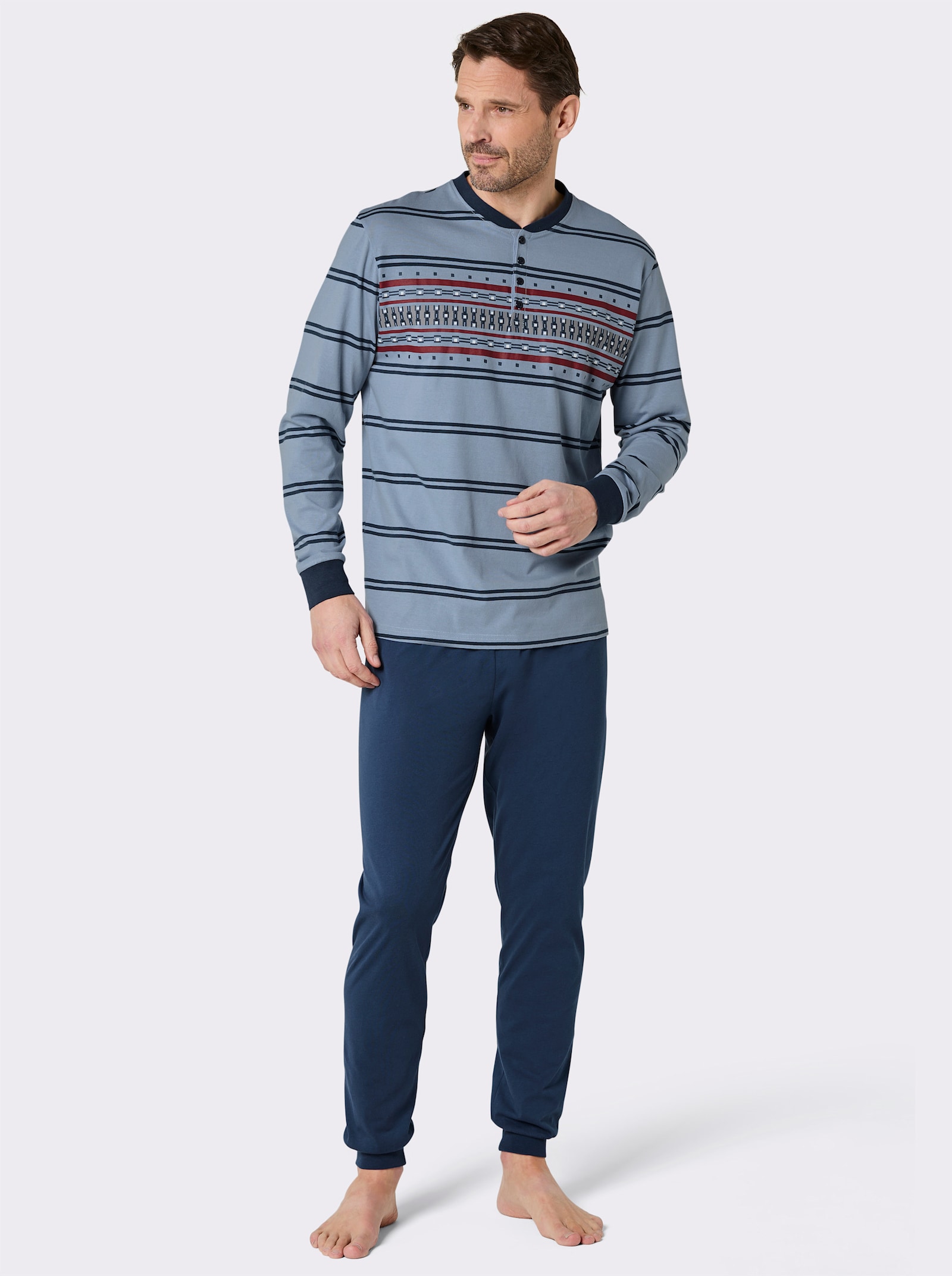 wäschepur men Schlafanzug - bleu-dunkelblau-gestreift