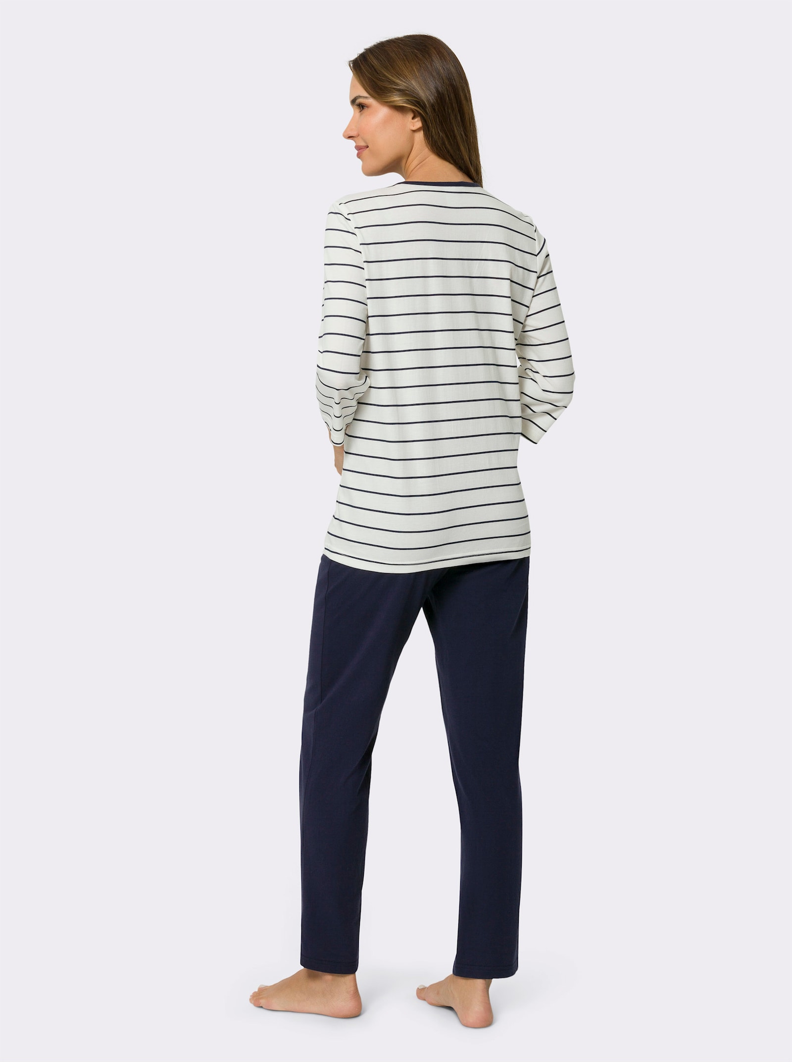 Pyjama met streepjespatroon - wit/marine