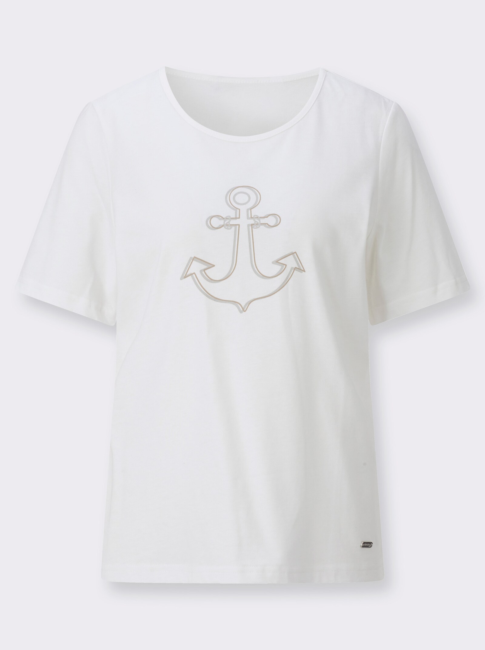 Rundhalsshirt mit Frontdruck - ecru