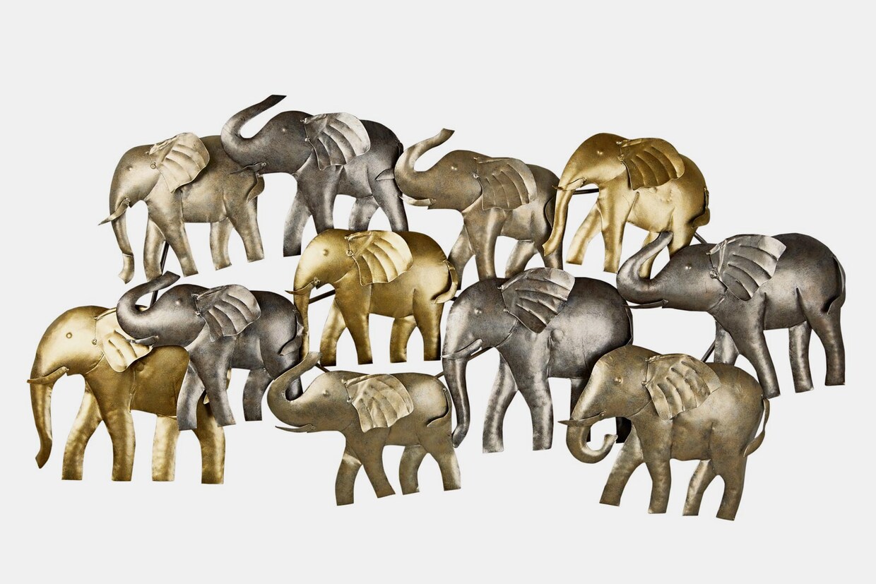 heine home Wanddeko Elefanten - goldfarben-silberfarben