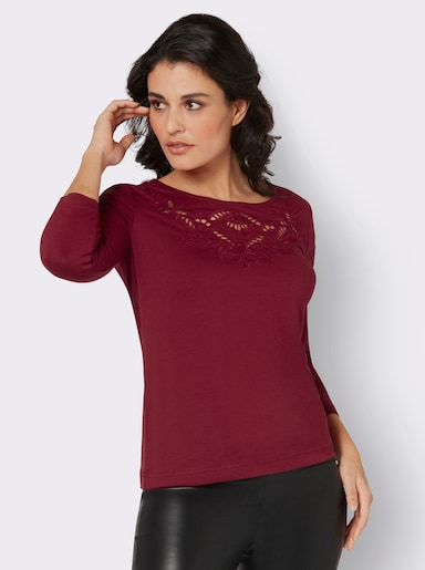 Rundhalsshirt in Viskose-Qualität - dunkelrot