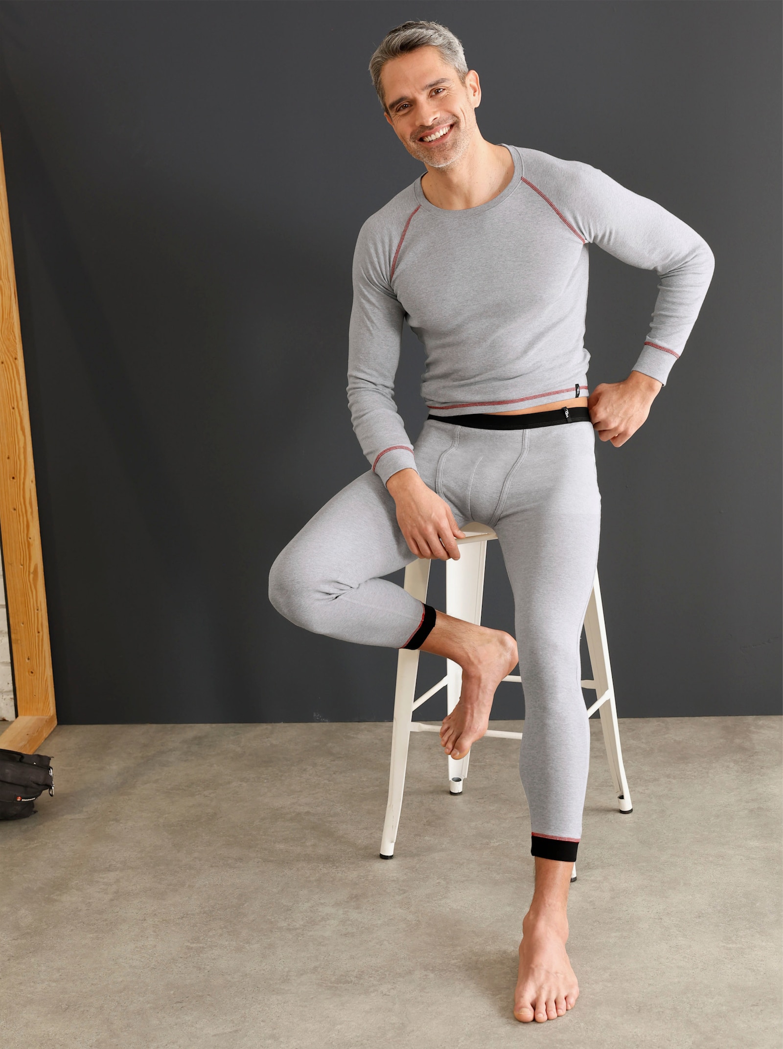 wäschepur men Herenlegging, lang - grijs gemêleerd
