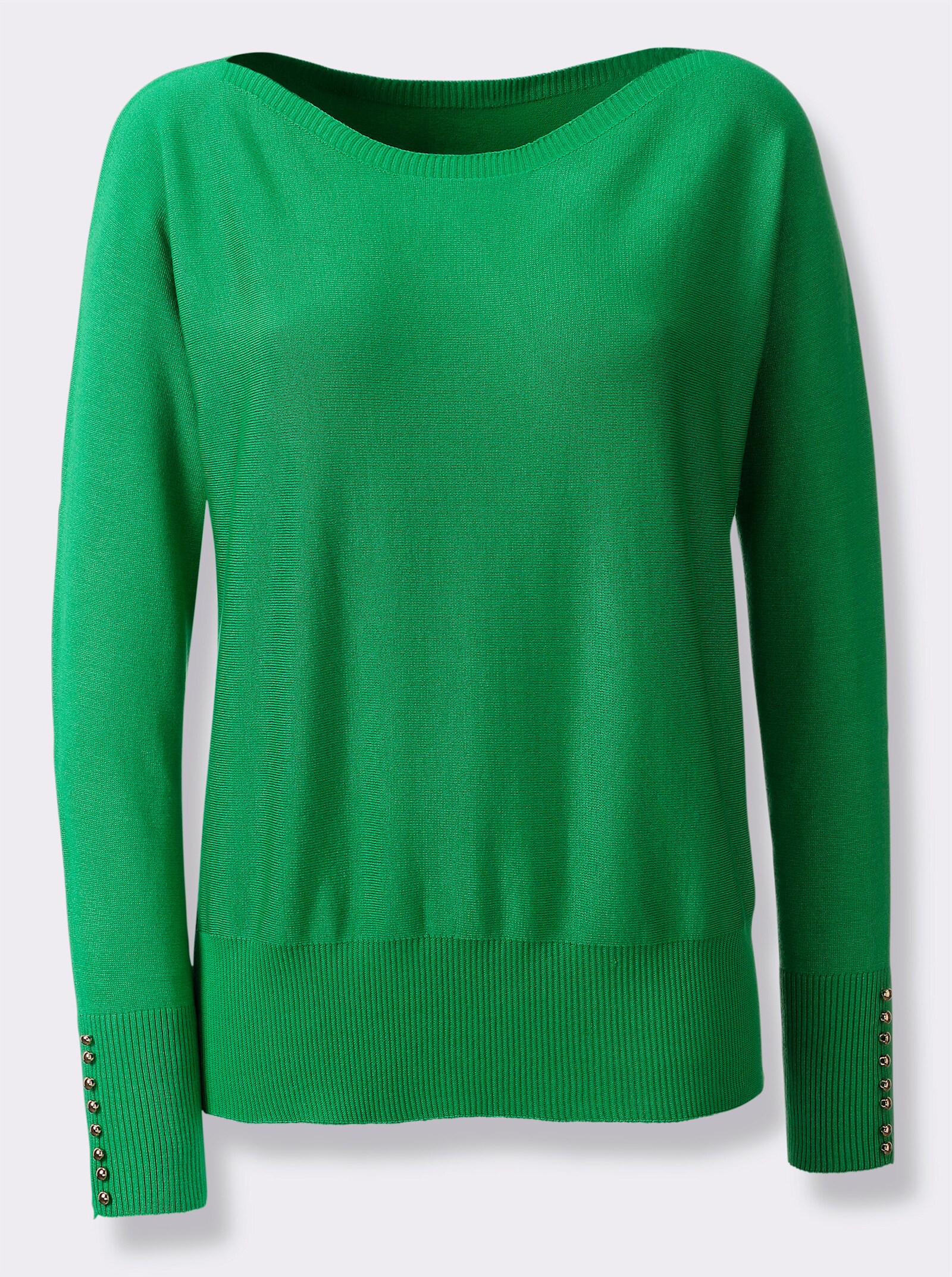 heine Pullover met vleermuismouwen met goudkleurige sierknopen - grasgroen