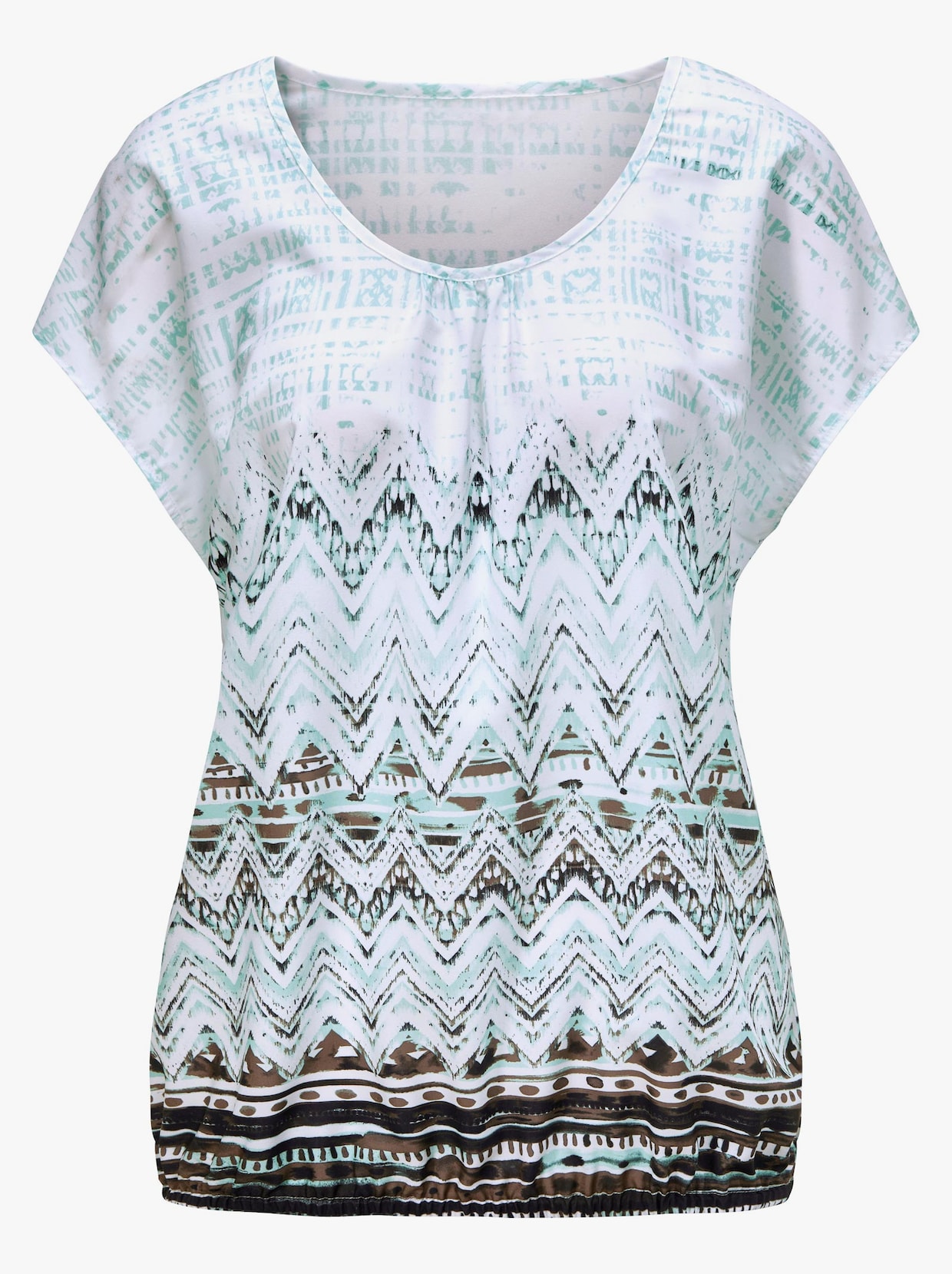 Comfortabele blouse - aquamarine gedessineerd