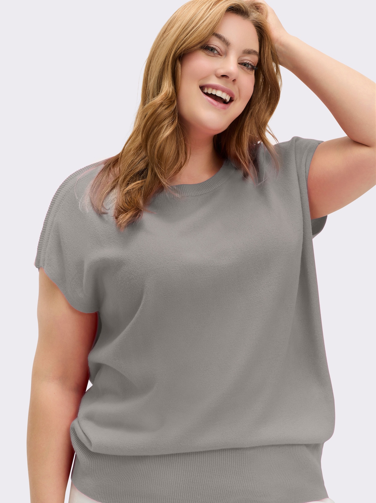 Pullunder mit U-Boot-Ausschnitt - steingrau