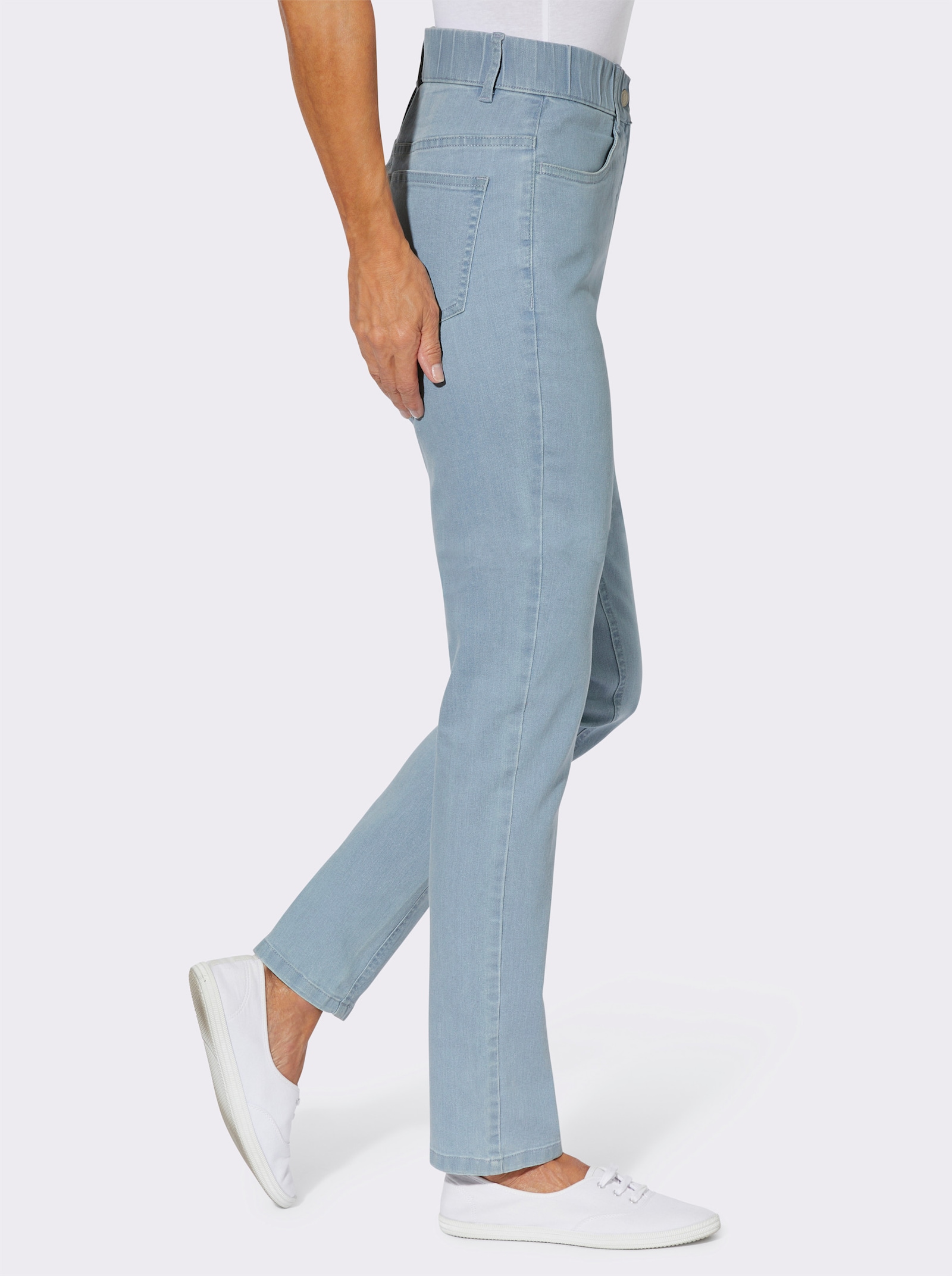 Jeans mit Rundum-Dehnbund - blue-bleached