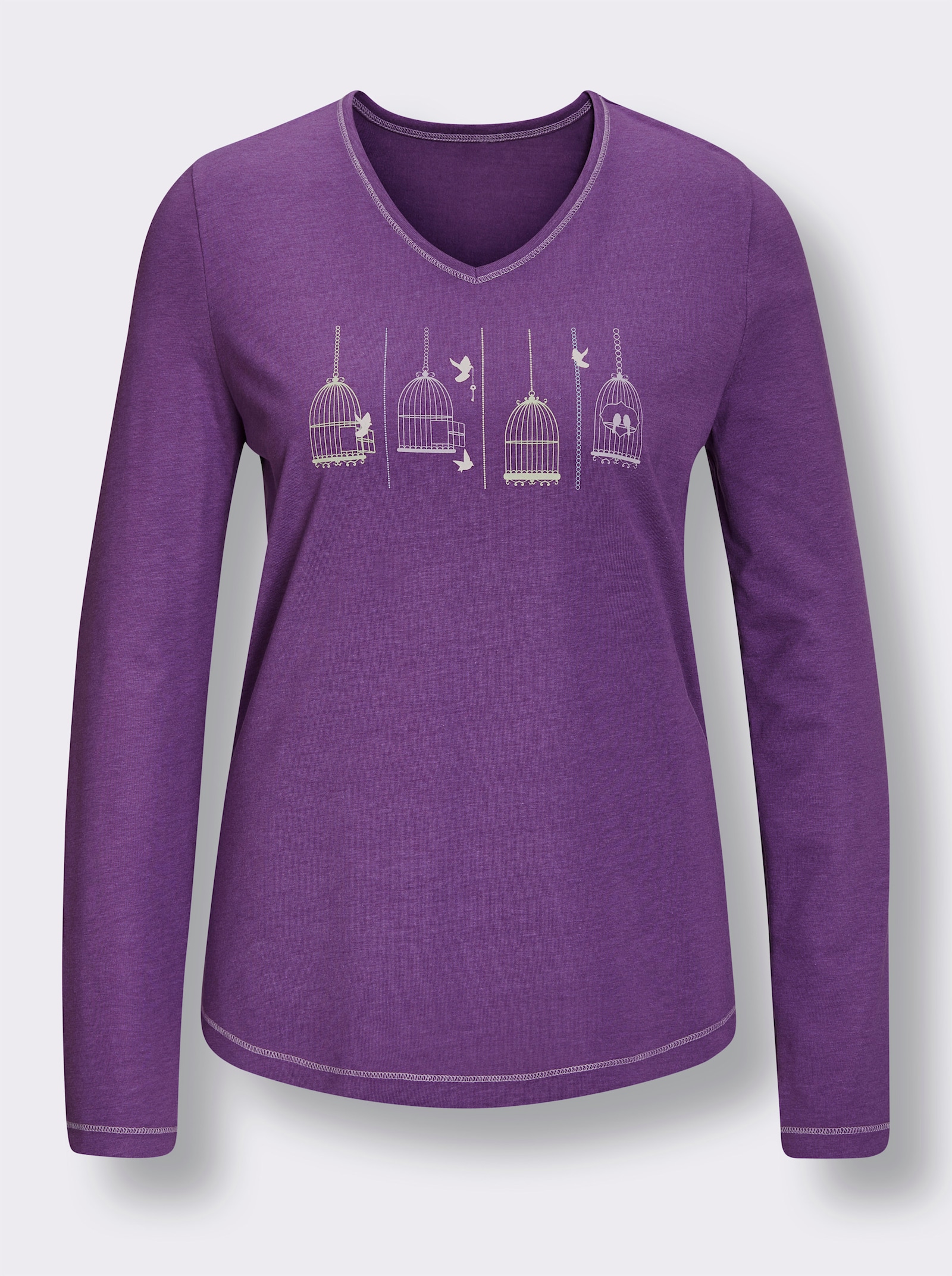 wäschepur Schlafanzug - lila-steingrau-bedruckt