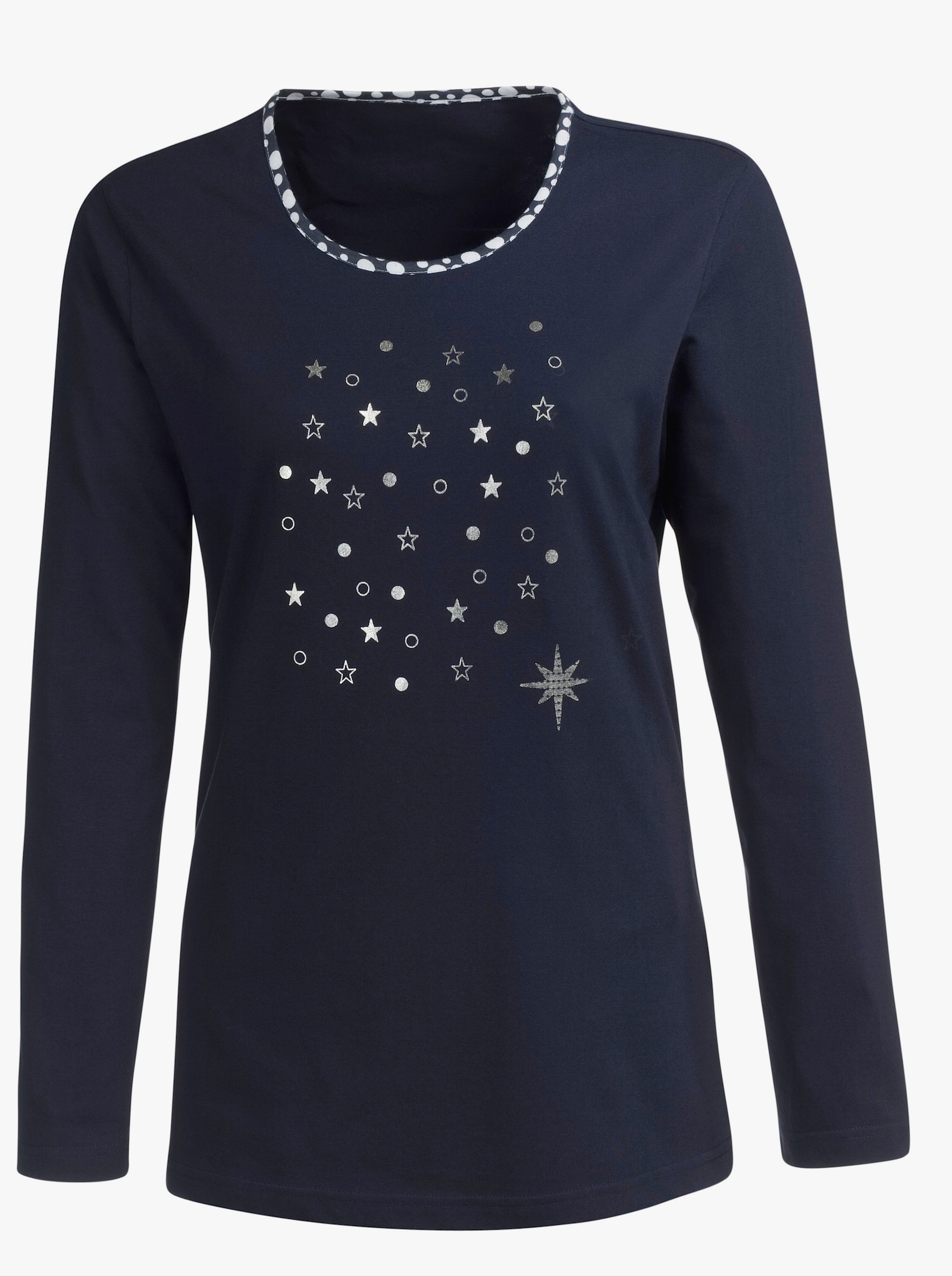 Schlafanzug aus reiner Baumwolle, bedruckt - marine-bedruckt