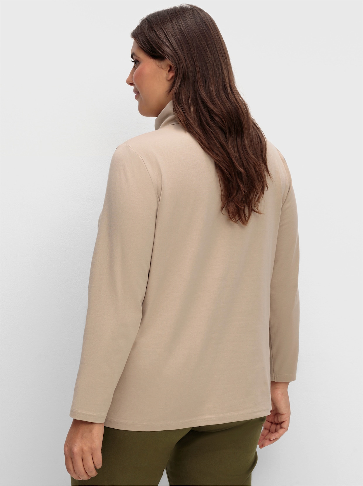 Rollkragenshirt mit langen Ärmeln - sesam