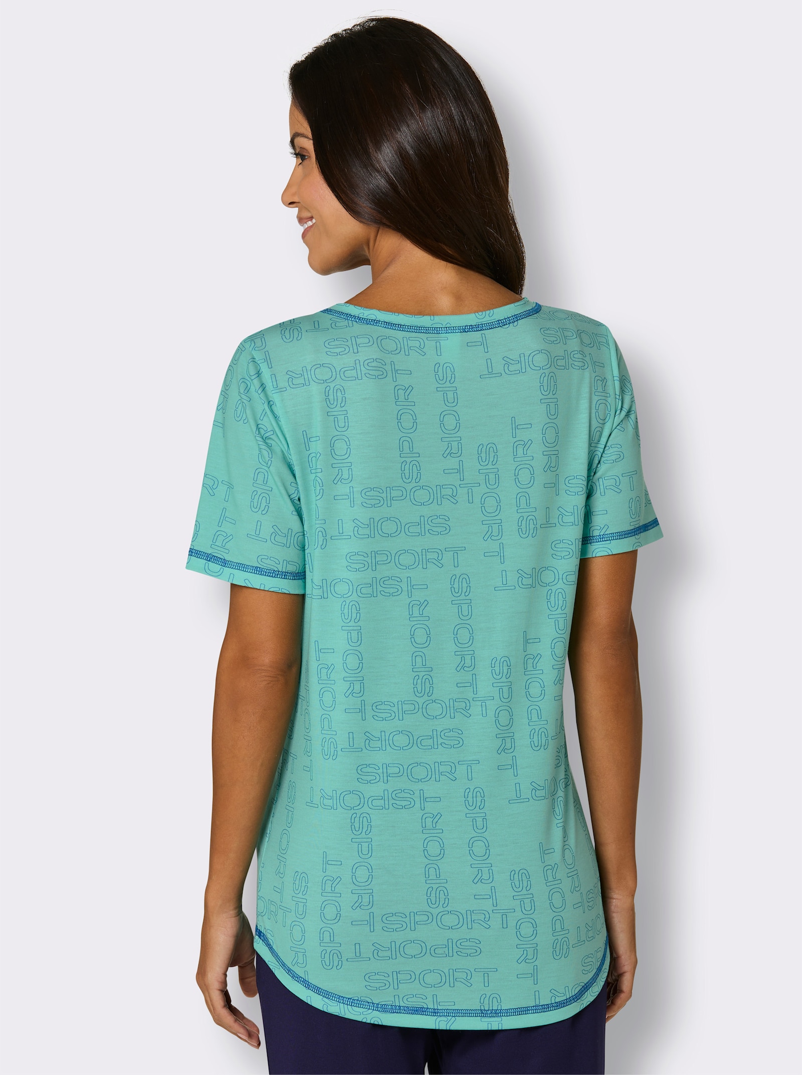 Funktionsshirt mit längerem Rückenteil - salbei-bedruckt