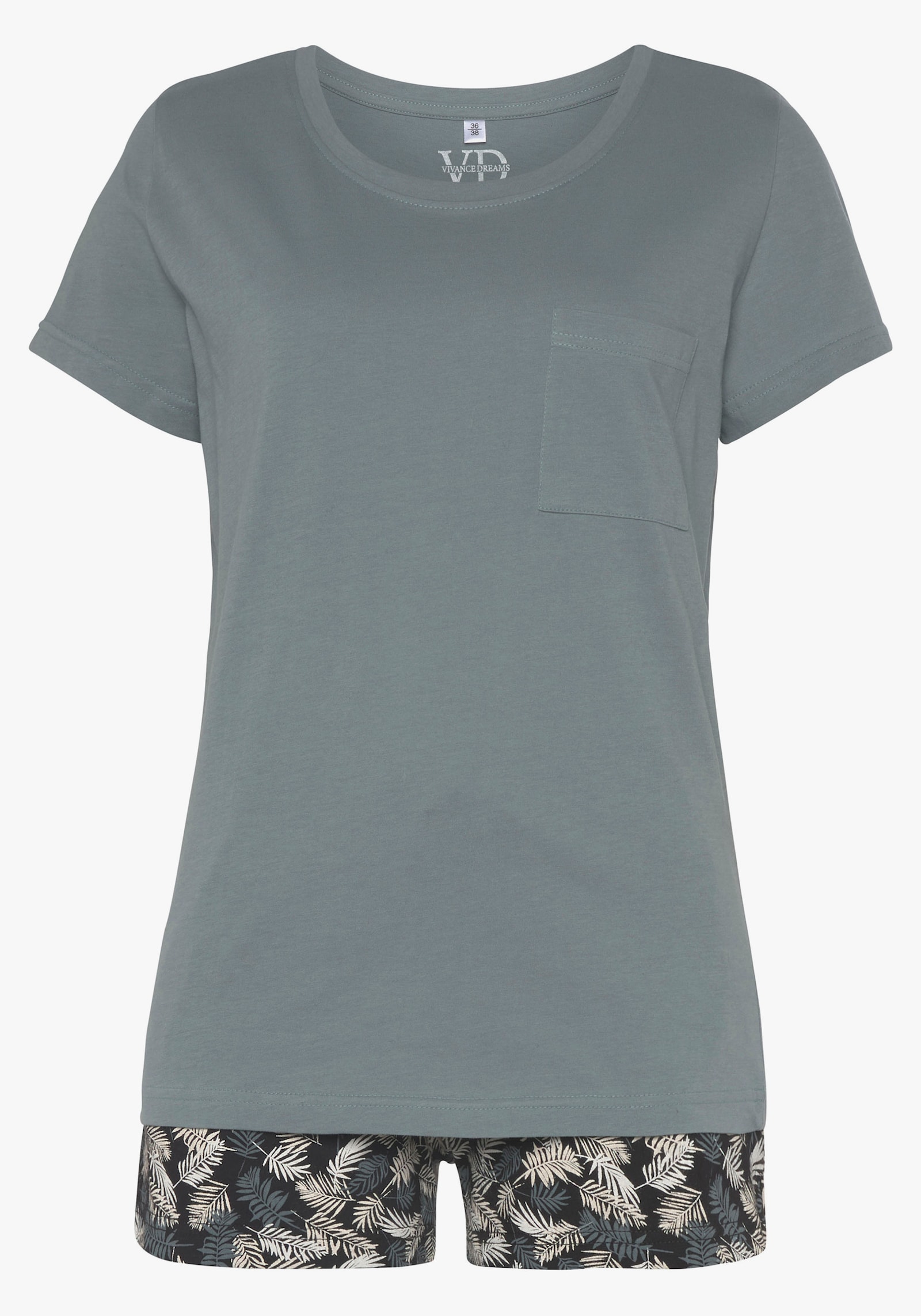 Vivance Dreams Pyjama court - gris-bleu à motifs