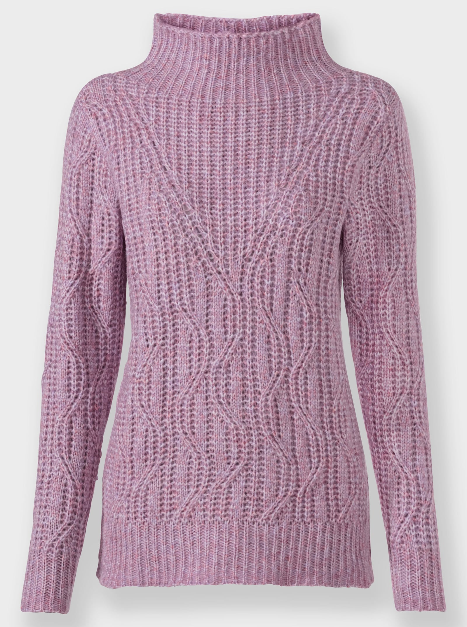 Pull à manches longues à col corolle - orchidée chiné