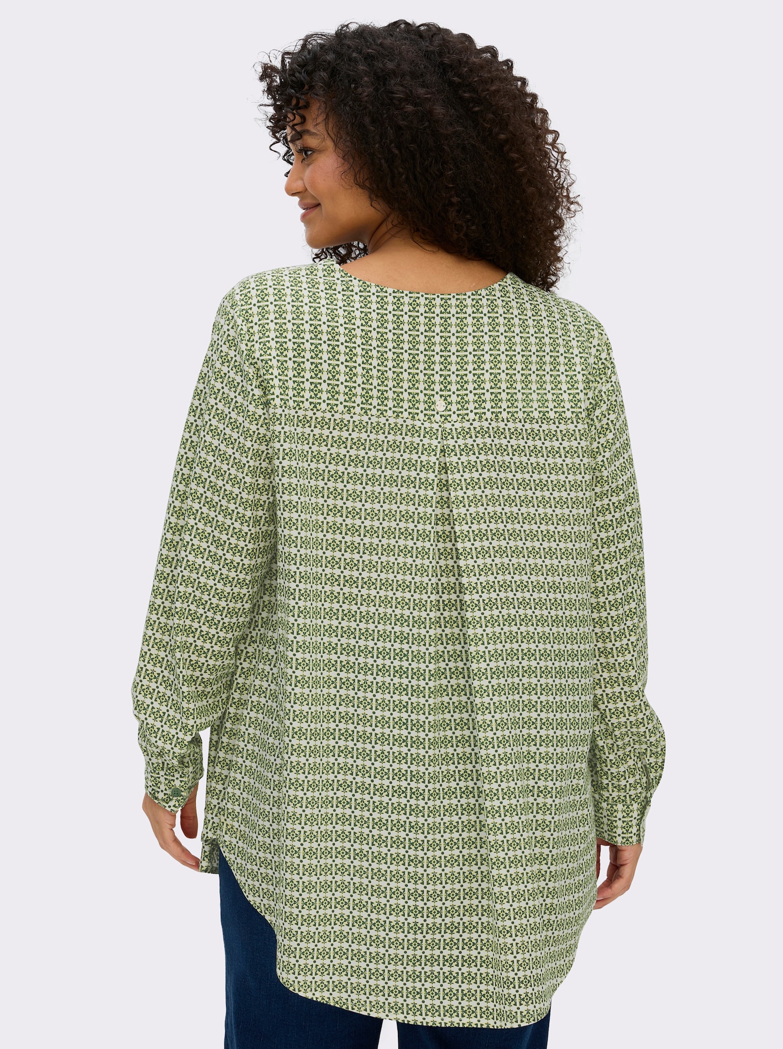 sheego Druckbluse in A-Linie - moos-pistazie-bedruckt