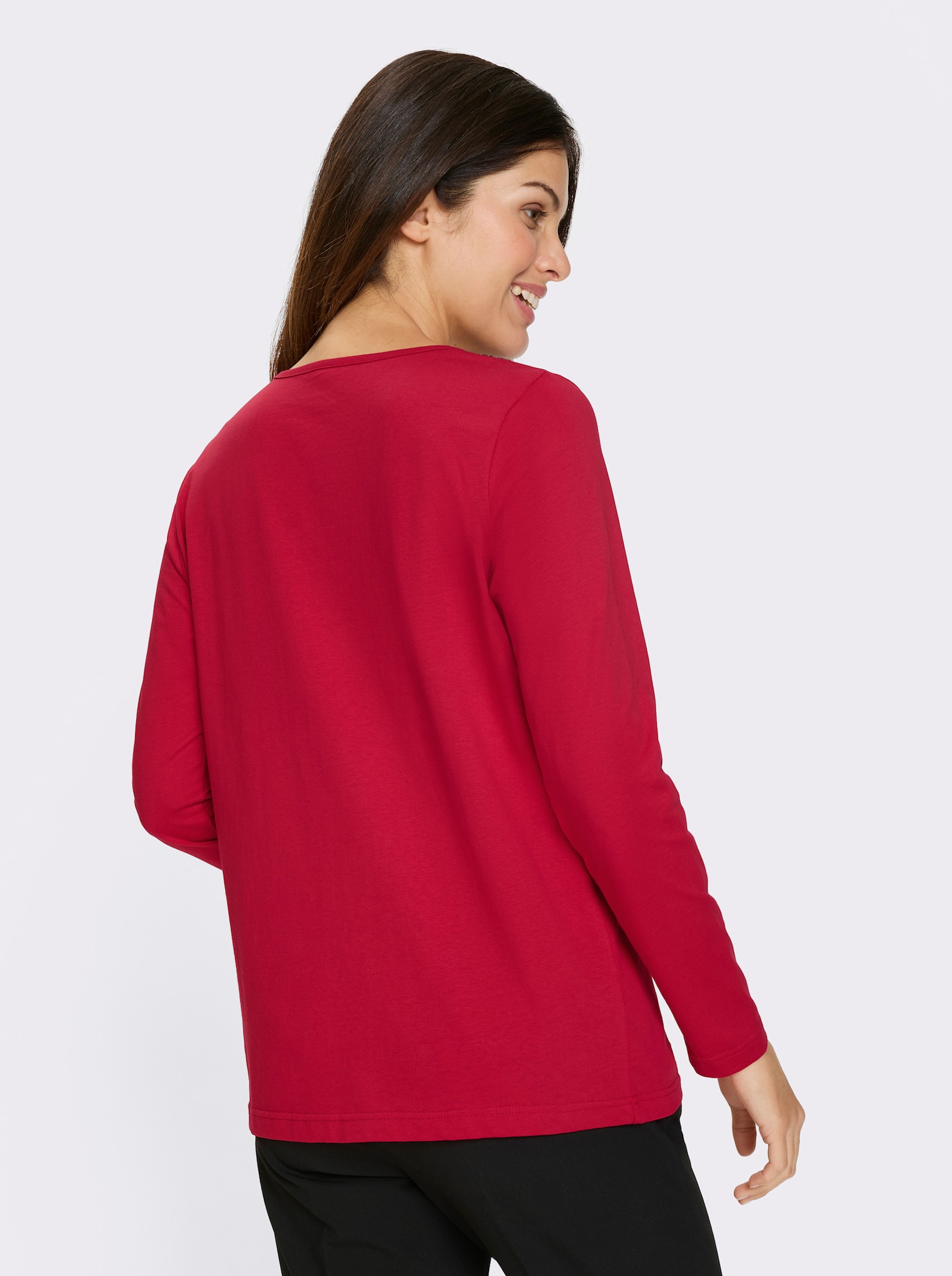 Langarmshirt mit Weihnachts-Motiv - rot-weiß