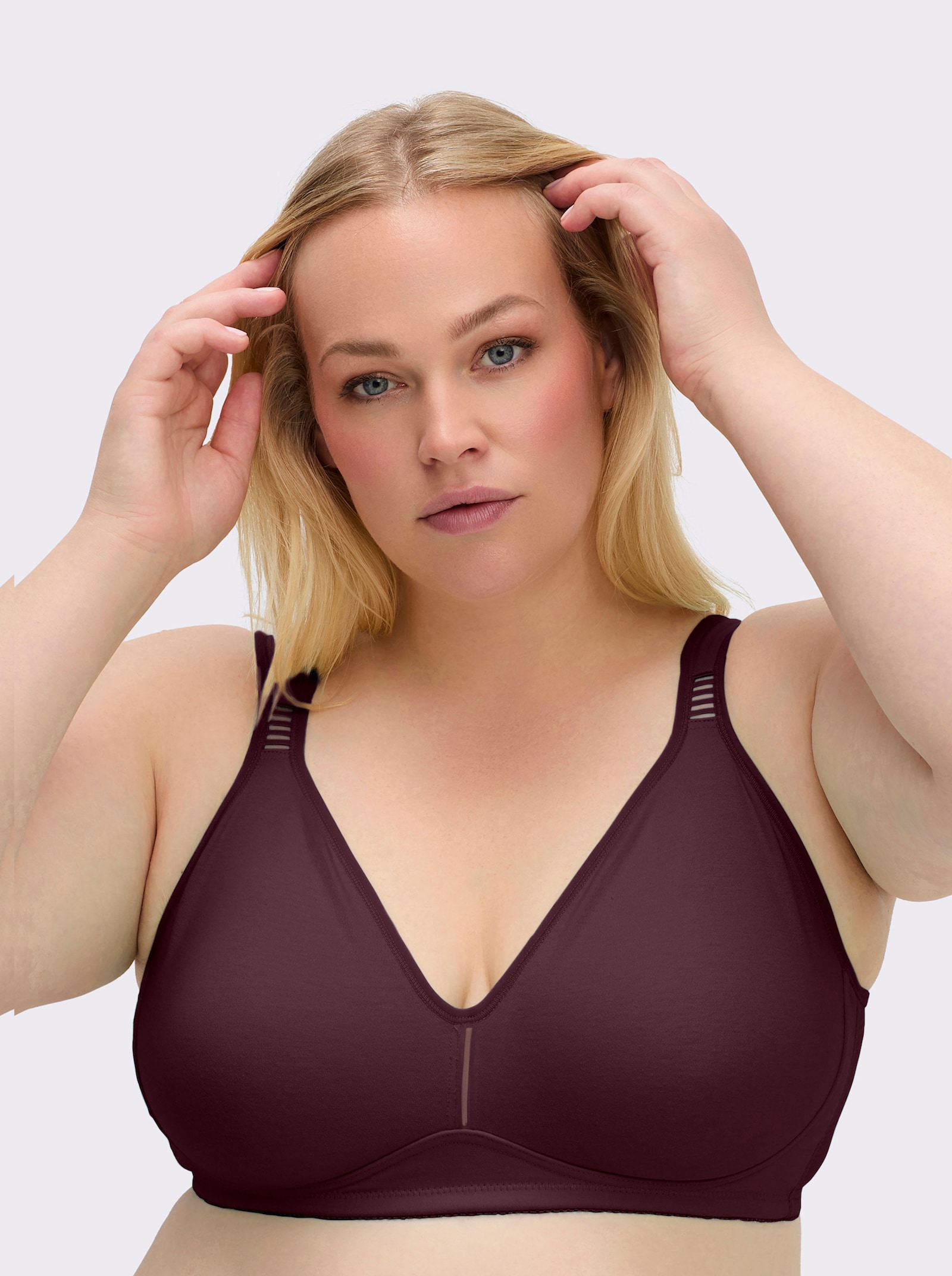 wäschepur Komfort-BH ohne Bügel mit transparenten Einsätzen - burgund