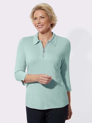 Poloshirt mit Glitzersteinchen - kalkmint