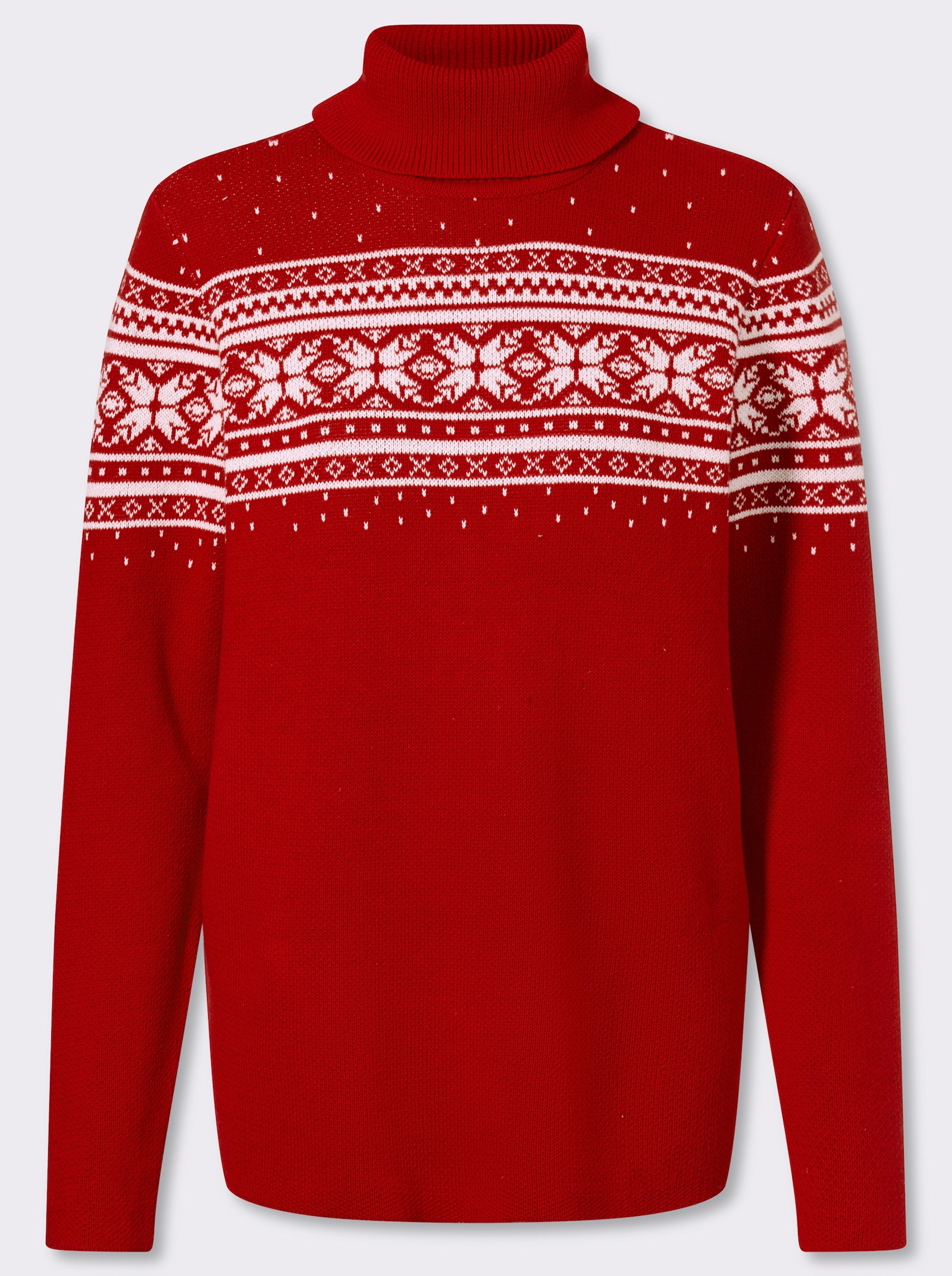 heine Jacquard-Pullover mit Norweger-Muster - rot-ecru-gemustert