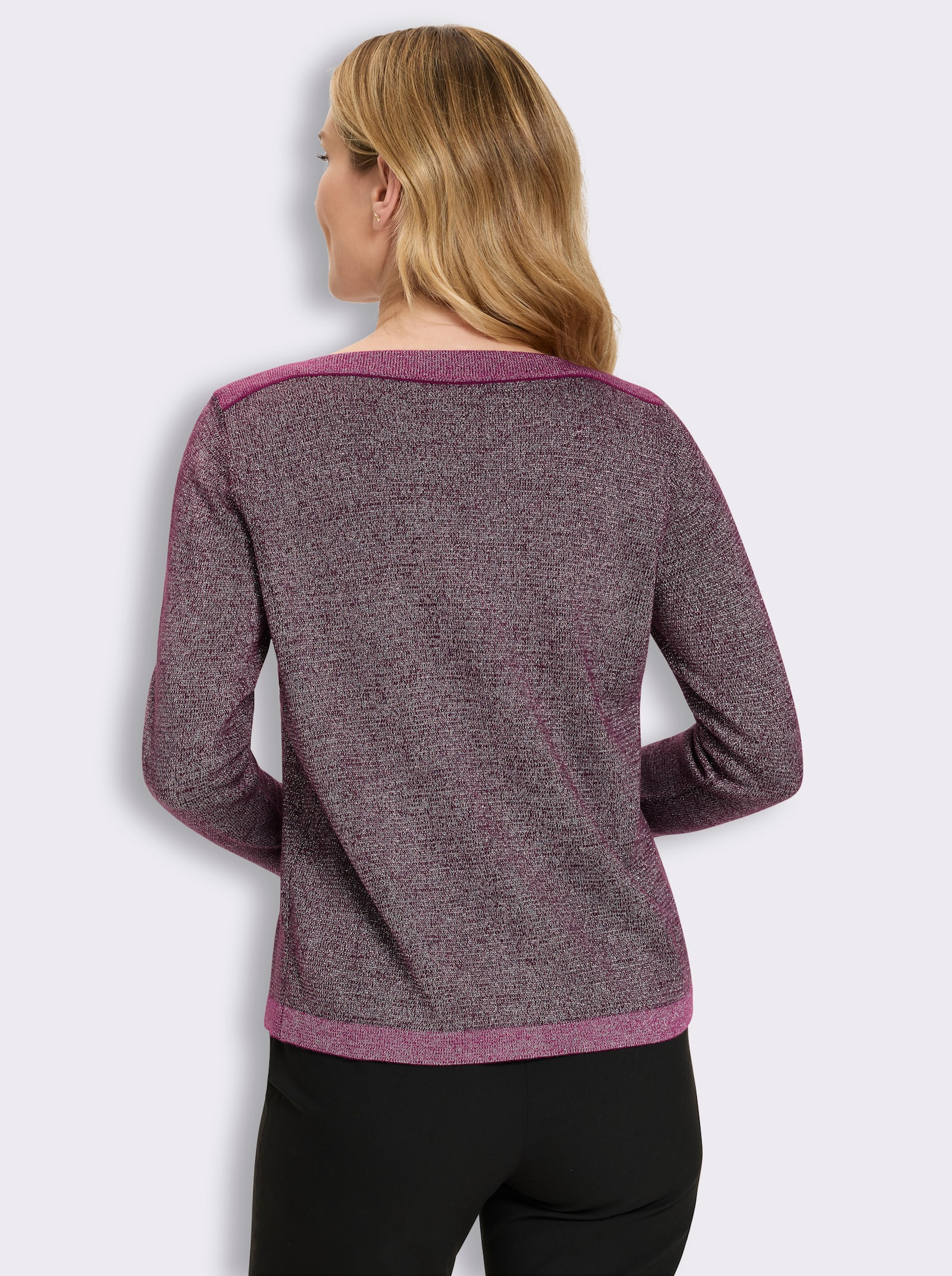 Langarm-Pullover mit glänzenden Garnen - burgund-malve