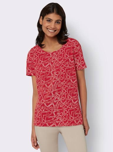 T-Shirt mit Herzchen-Dessin - erdbeere-bedruckt