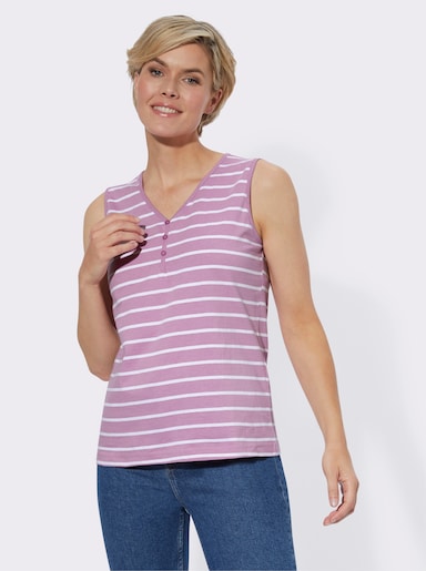 Shirttop mit garngefärbtem Ringel - orchidee-weiß-geringelt