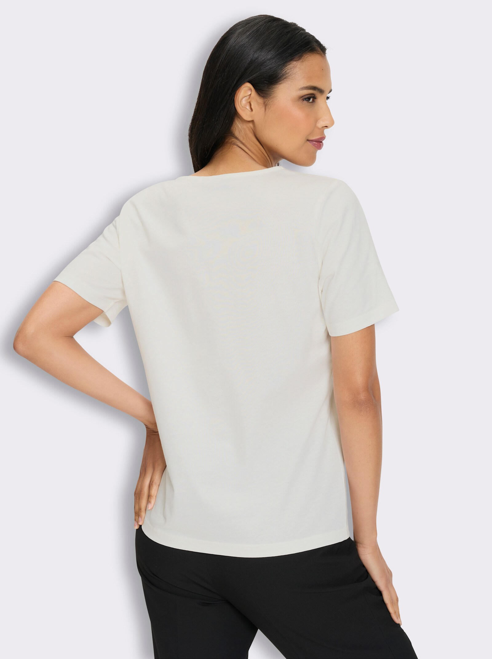 Kurzarmshirt mit Spitzendetails - ecru