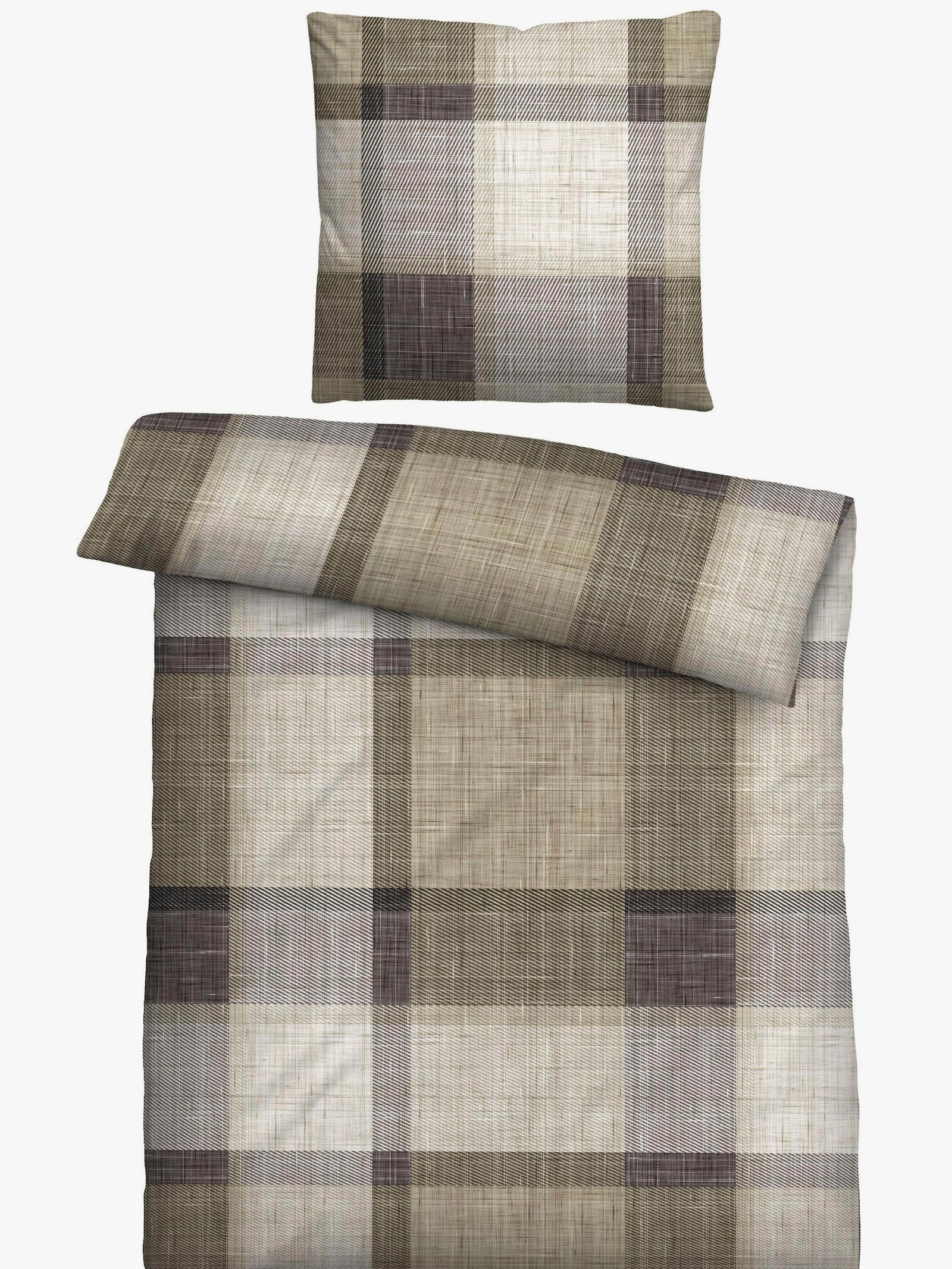 Biberna Bettwäsche - taupe-kariert