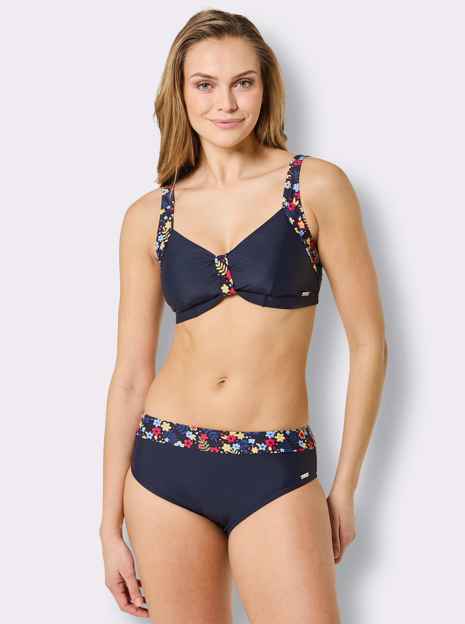 feel good Badeanzug im Millefleurs-Dessin - marine-bedruckt