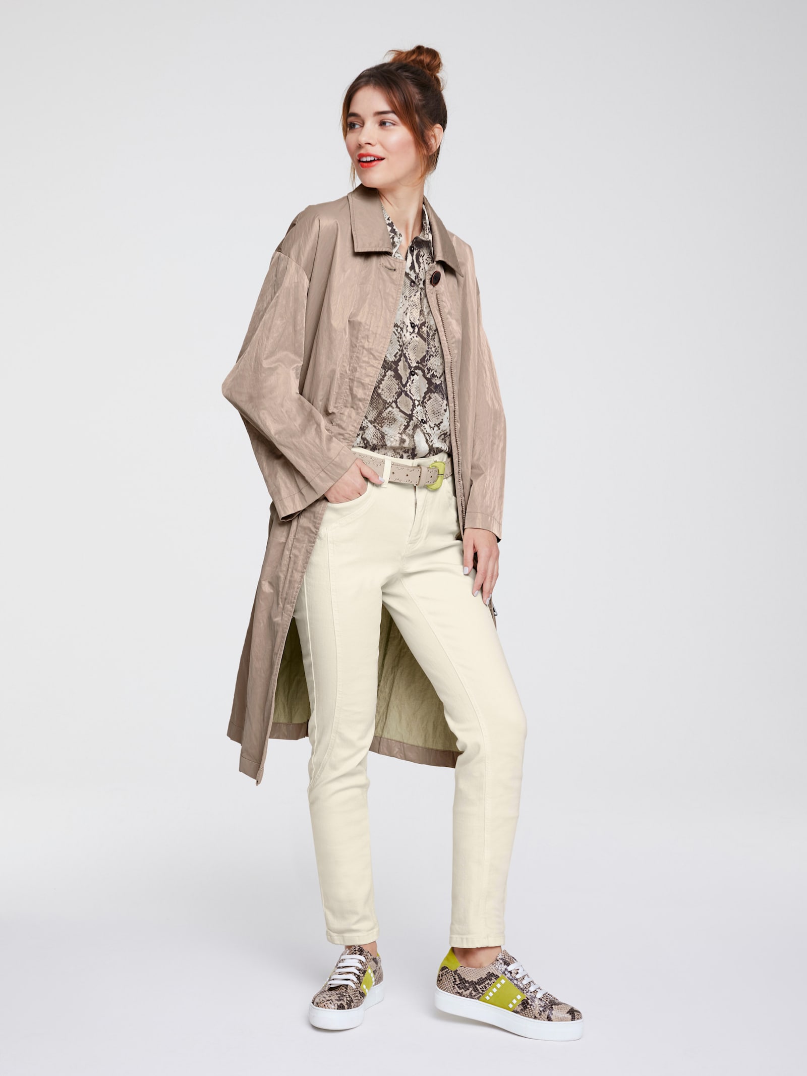 heine Röhrenjeans mit Power-Mesh-Einsatz - ecru