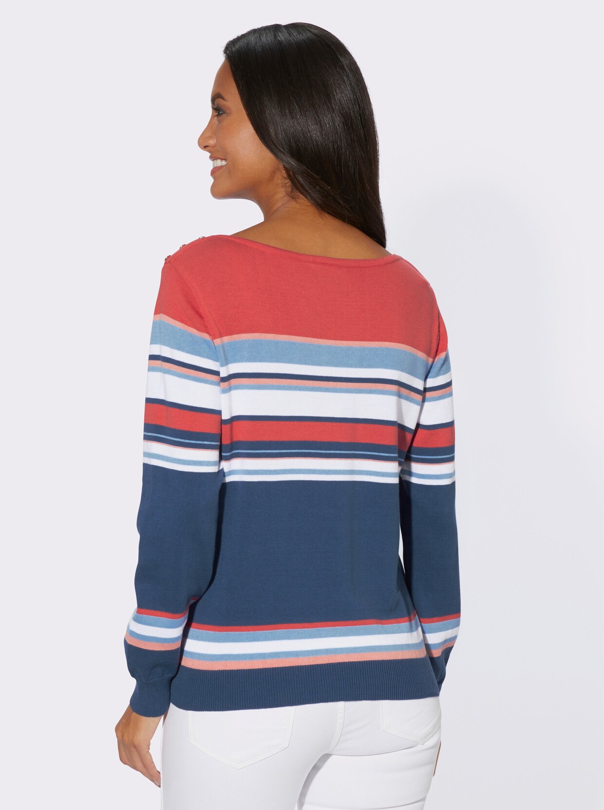 Pullover met lange mouwen - langoustine/jeansblauw gestreept