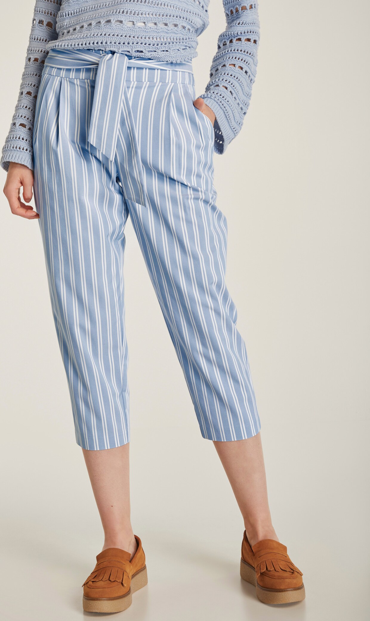 heine Broek - lichtblauw/offwhite