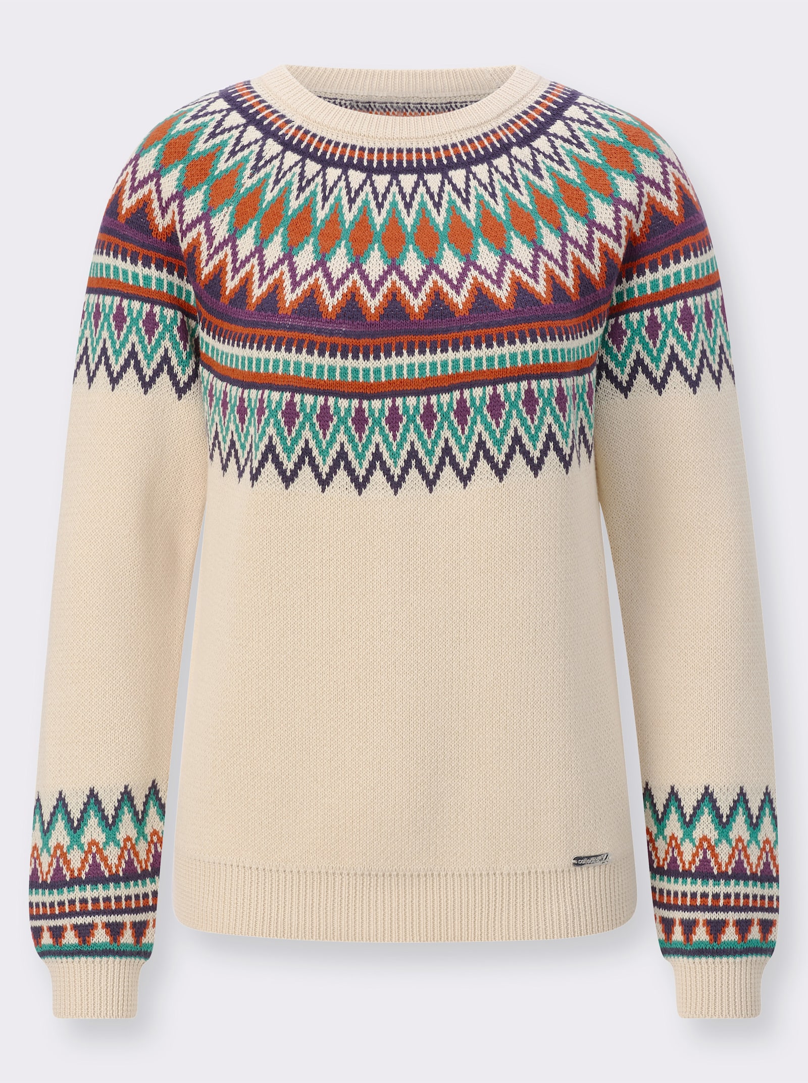 Pullover mit Norweger-Muster - sand-rostrot-gemustert