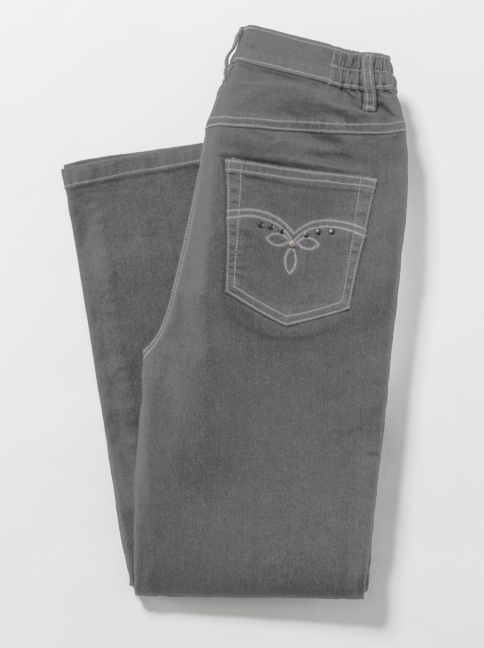 5-Pocket-Jeans mit Stickerei-Motiv - grey-denim