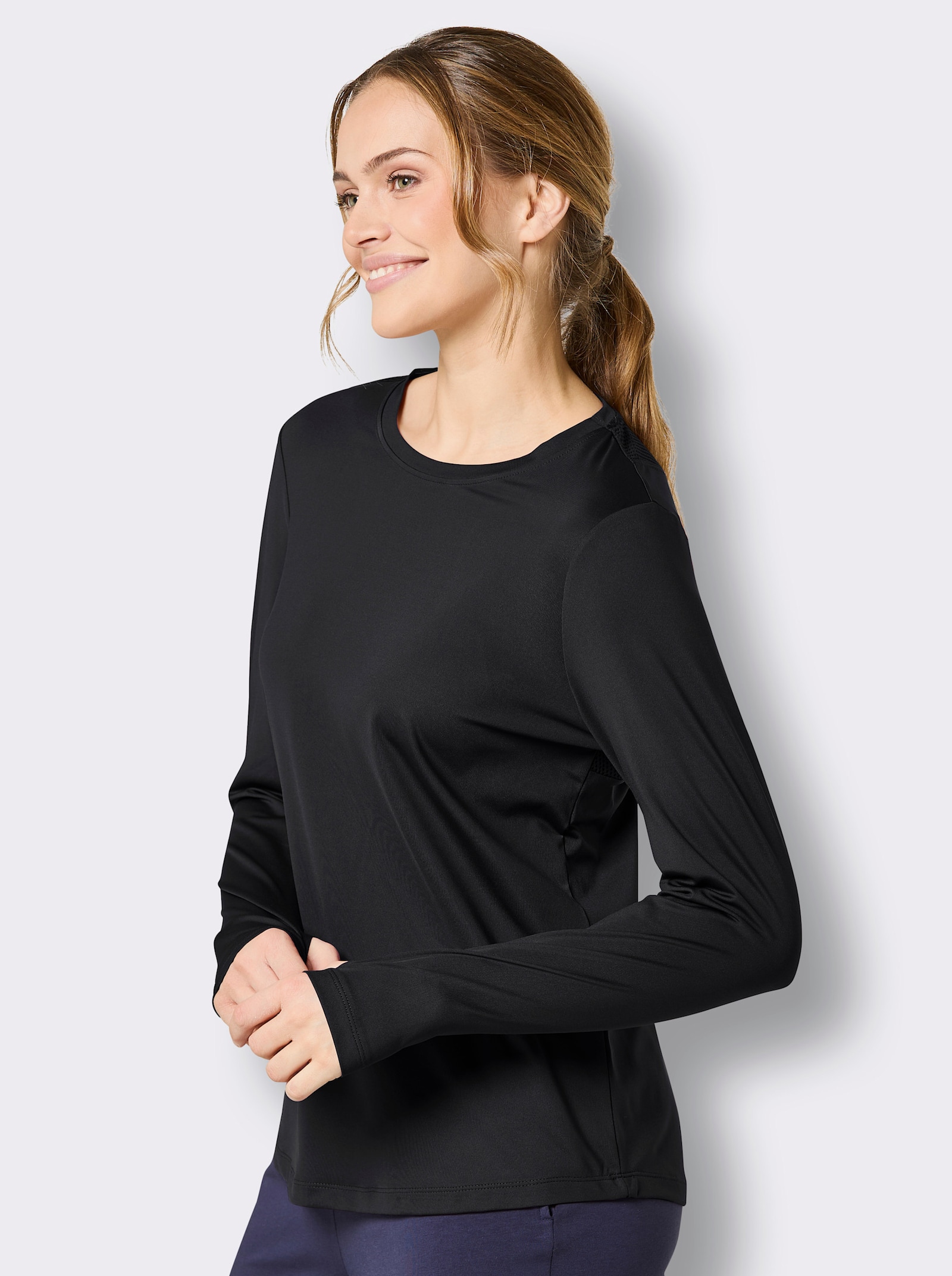 Catamaran Sports Funktionsshirt mit abgerundetem Saum - schwarz